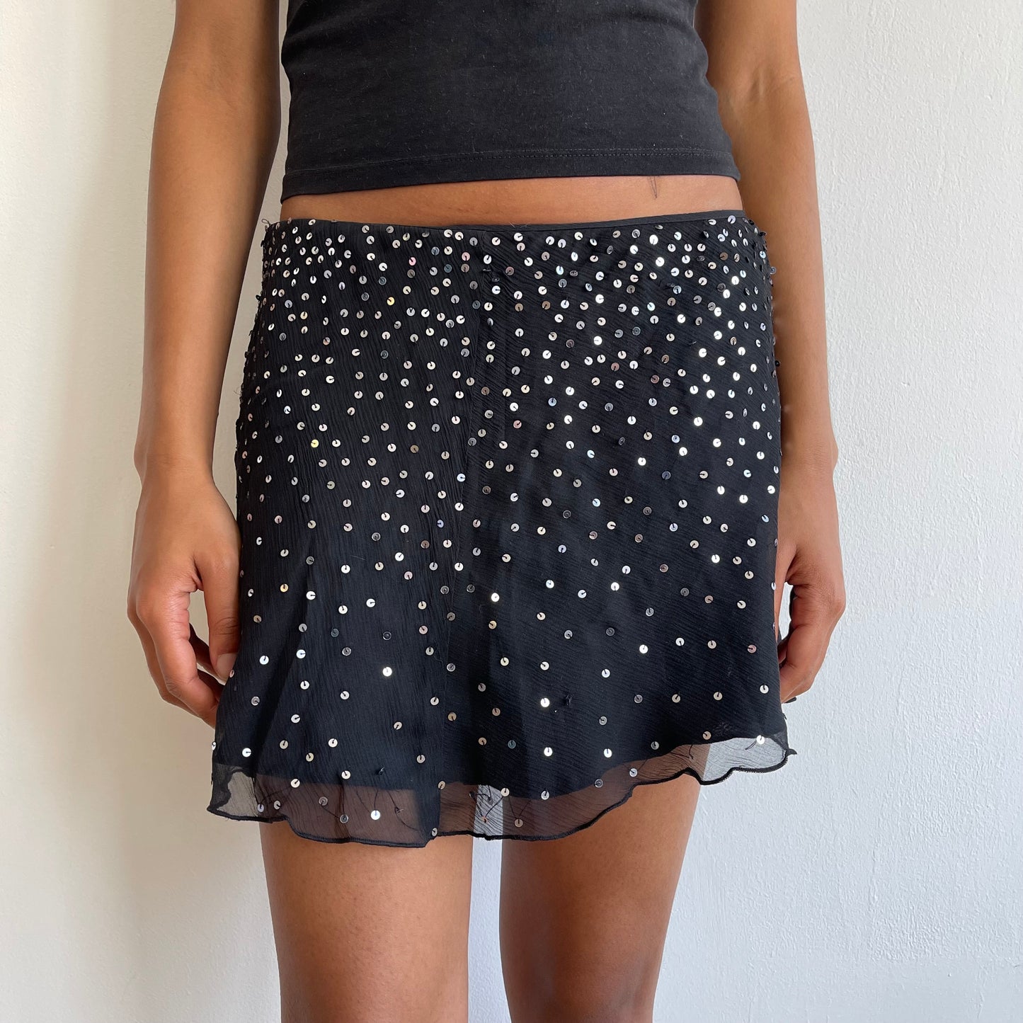 Black sequin mini skirt - Size XS