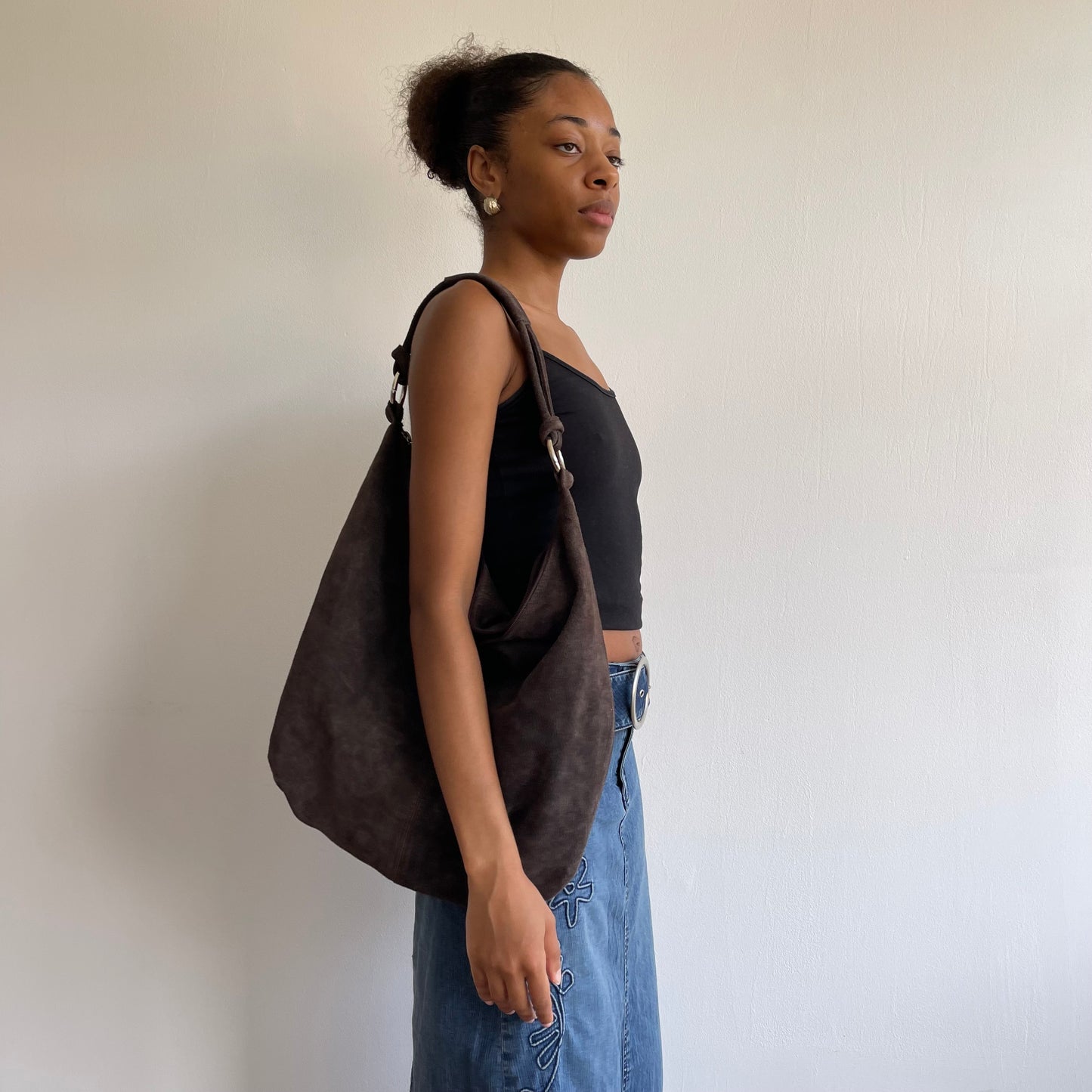 Brown suede boho bag