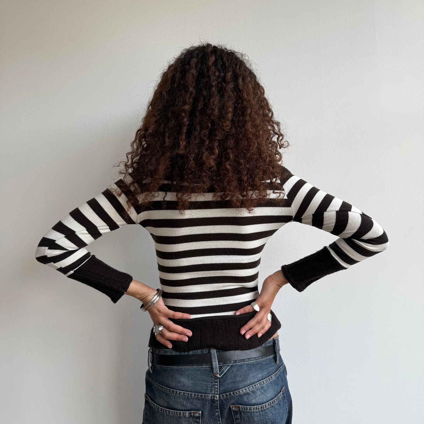 Brown striped bardot knit - Size S