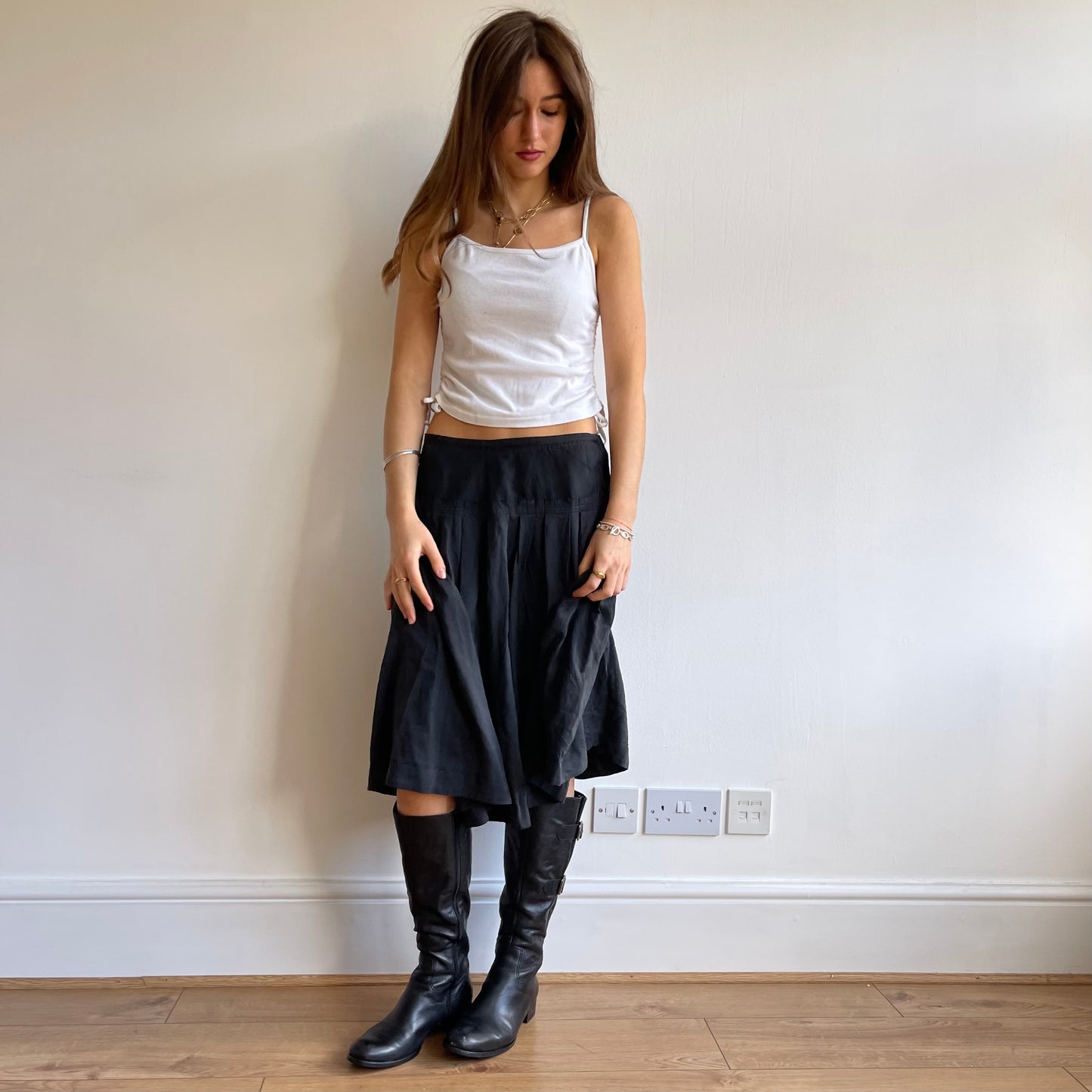 Grey cupro pleat skirt - Size M