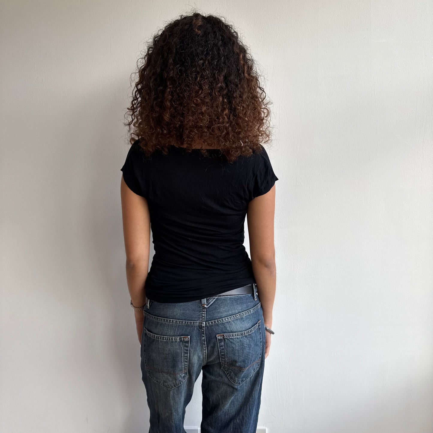 Black wrap V-front top - Size M