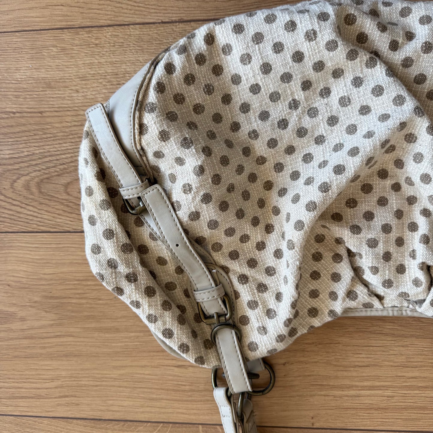 Cream polka dot bag