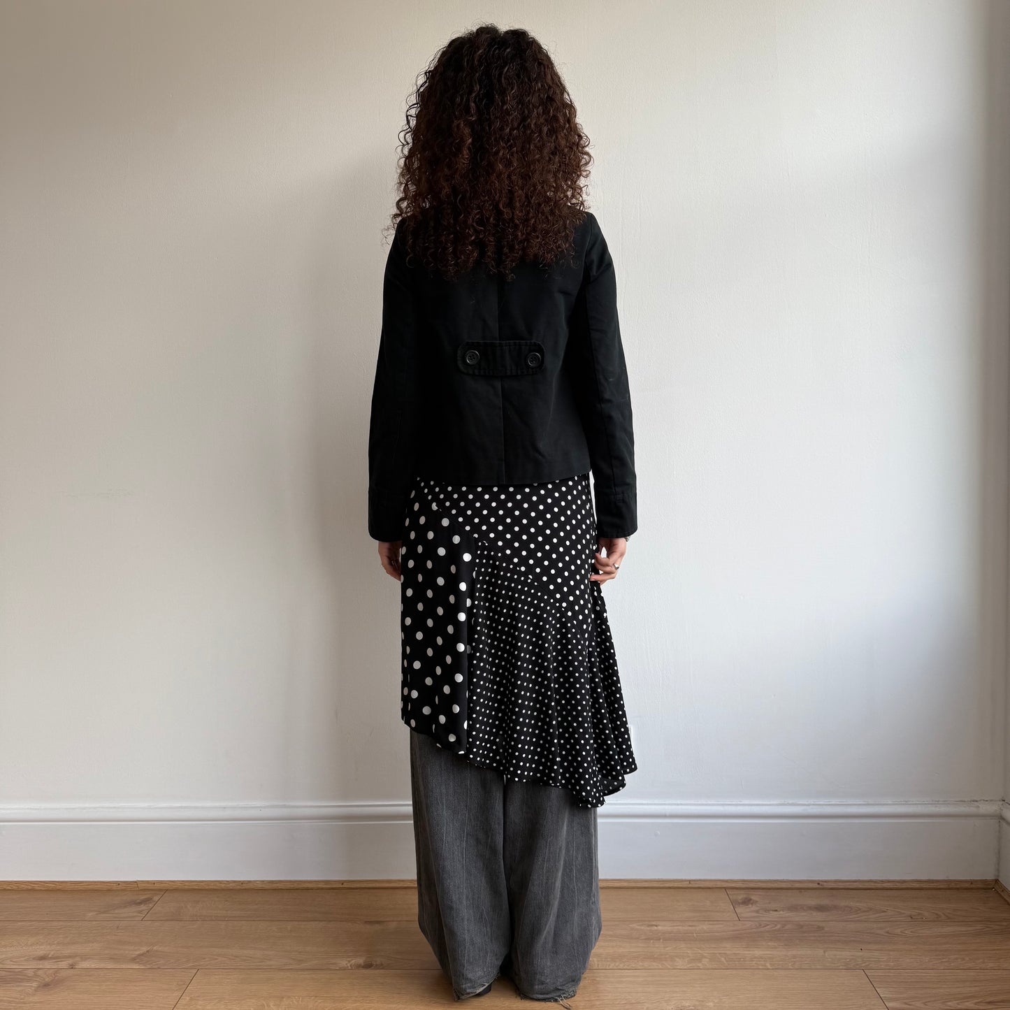 Black polka dot midi skirt - Size S