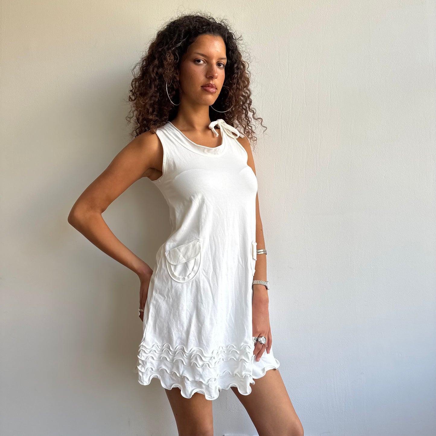 Cop Copine white ruffle dress - Size S