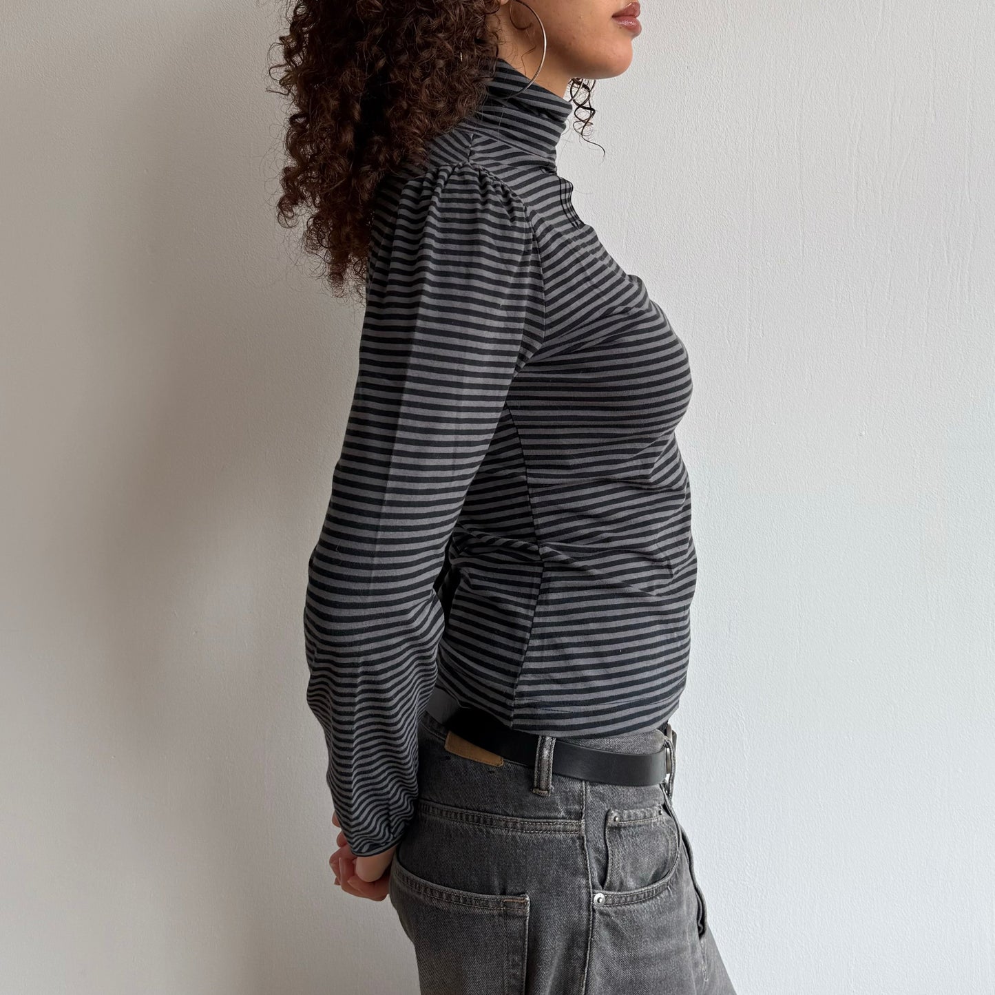 Grey stripe roll neck - Size S
