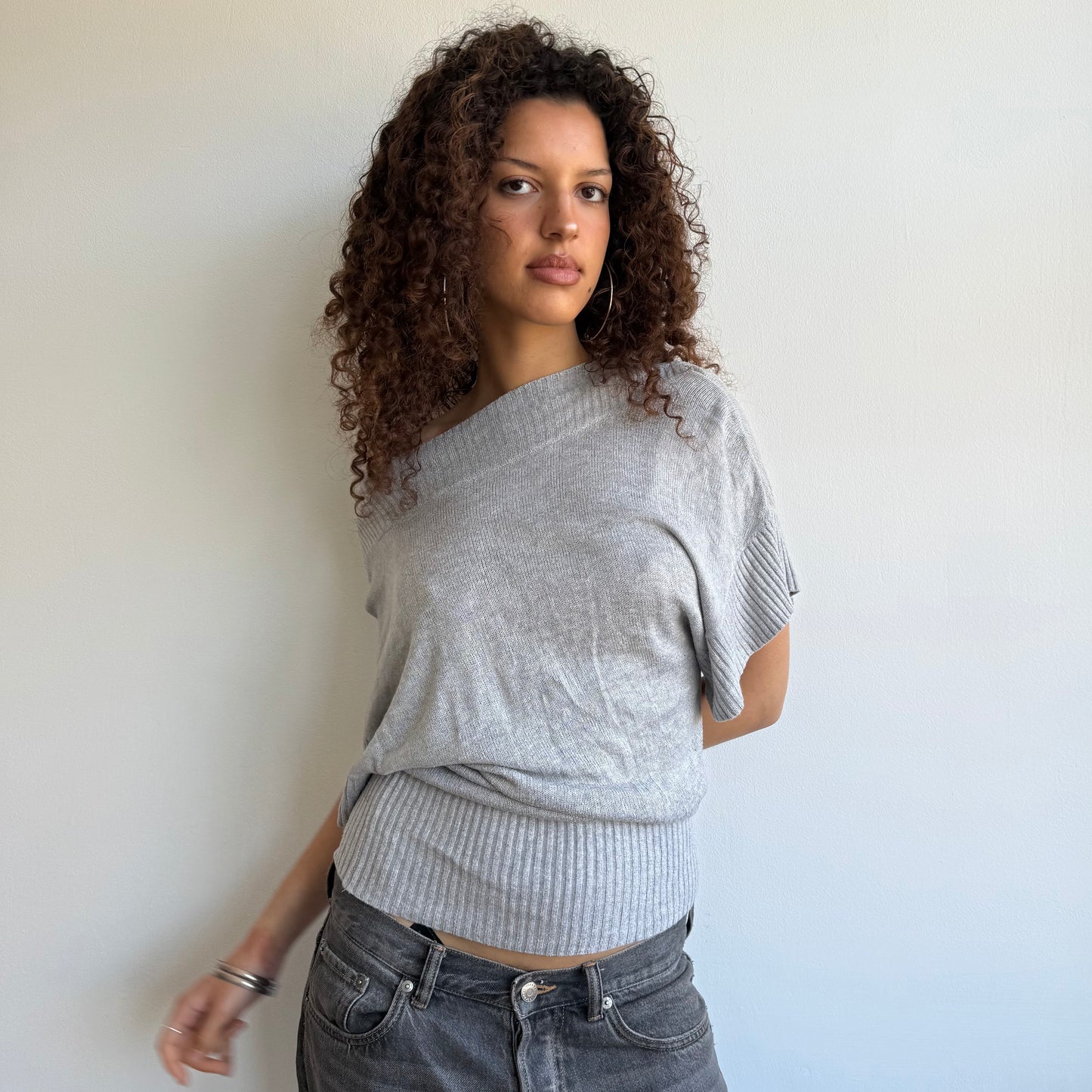 Light grey slouchy knit jumper - Size S/M