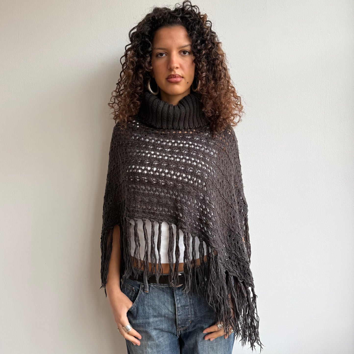 Brown knit poncho - One Size