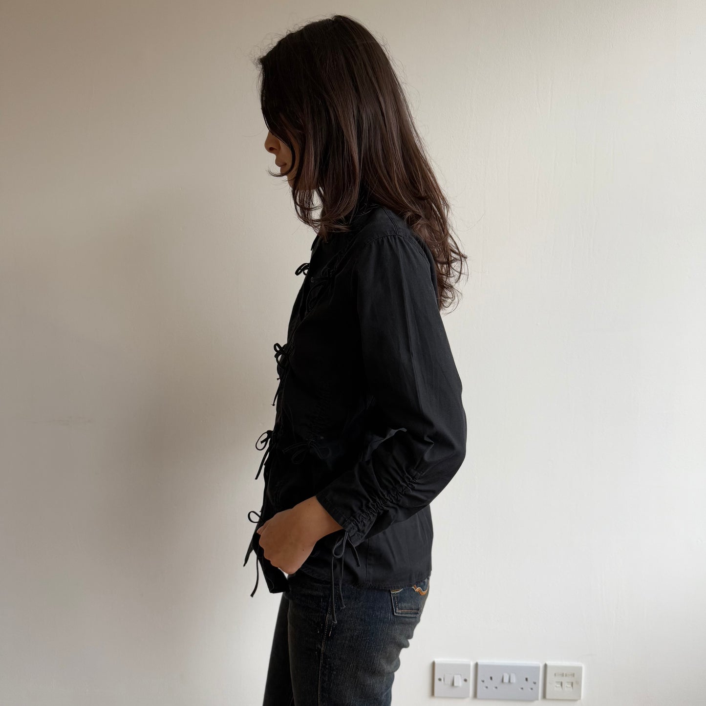 Black bow shirt - Size M