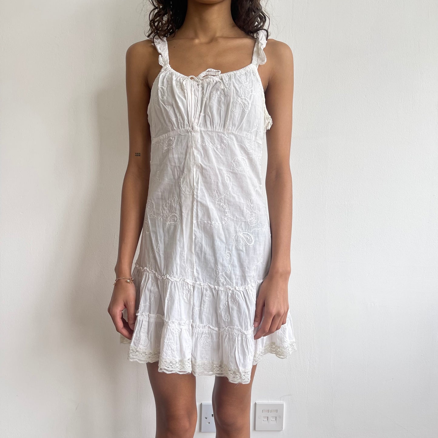 White milkmaid ruffle dress - Size XS