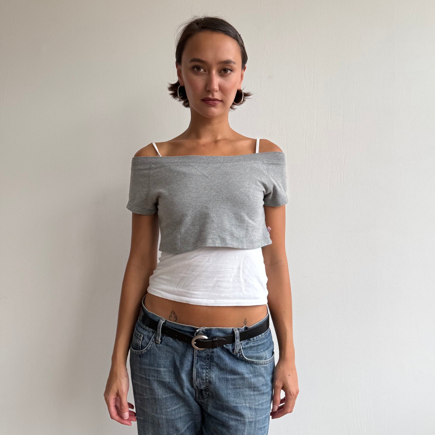Grey cropped sweatshirt - Size S