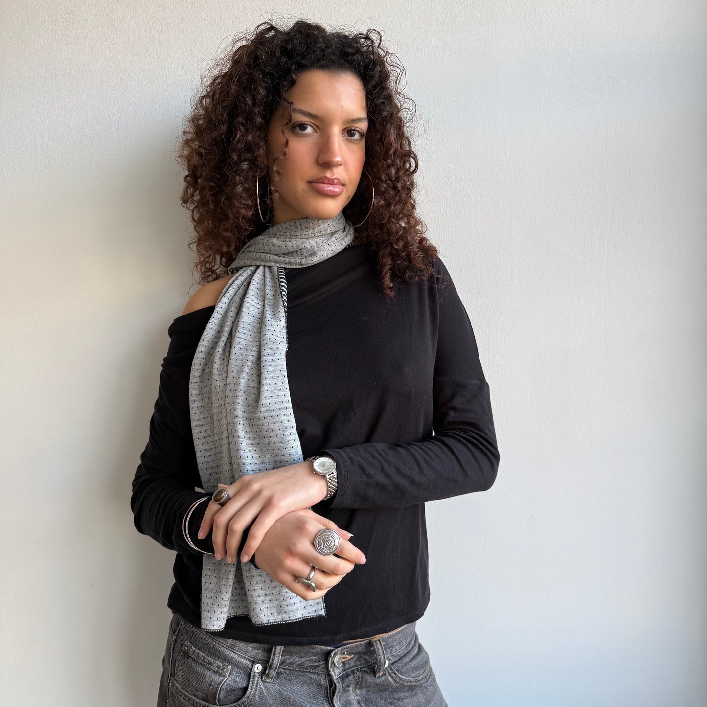 Polka dot / striped scarf