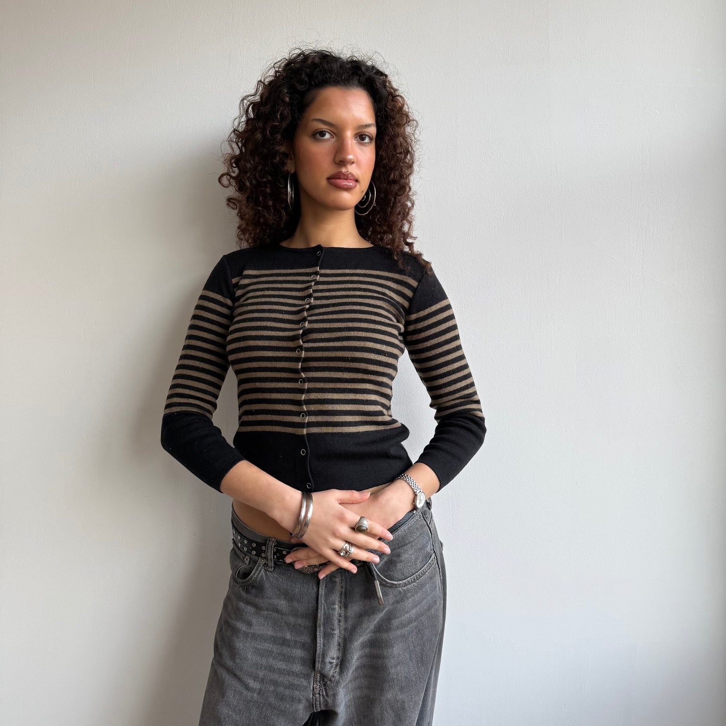 Striped popper cardi - Size S