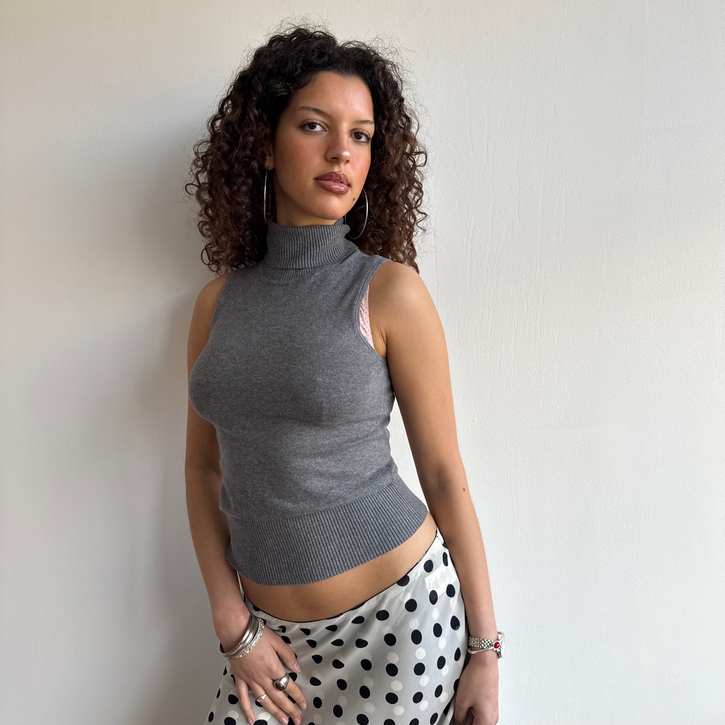 Grey sleeveless roll neck - Size S