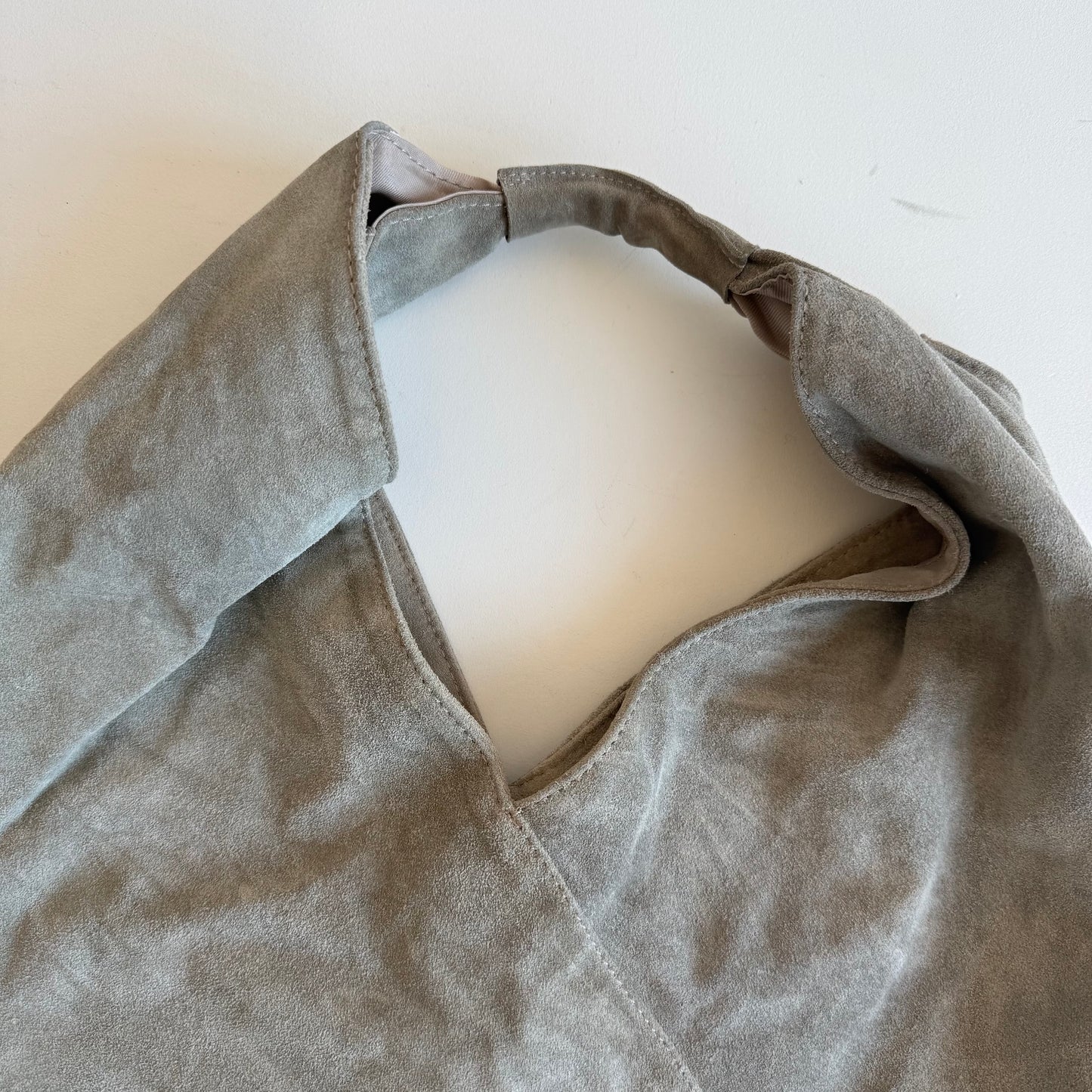 Khaki suede hobo bag