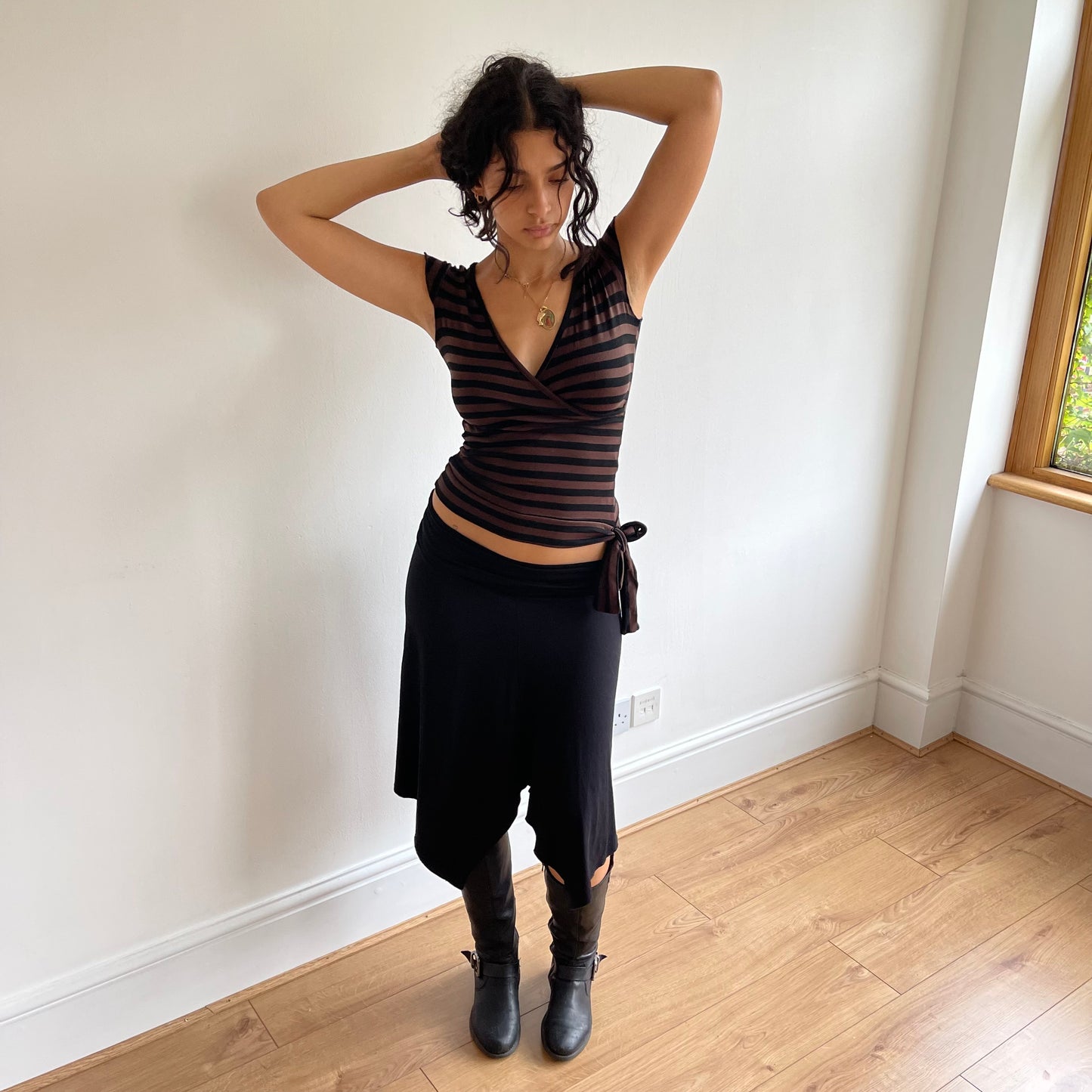 Black and brown striped top - Size S