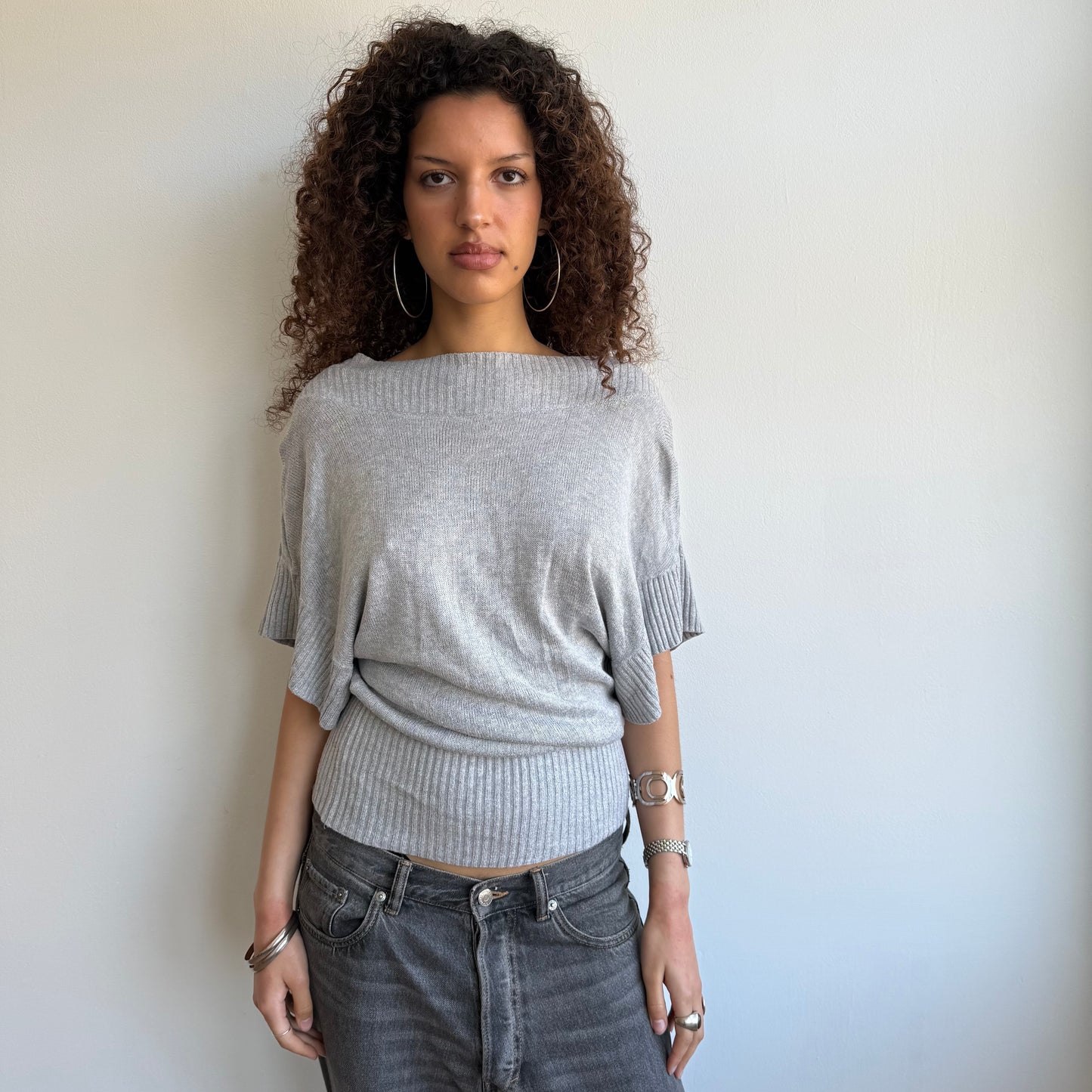 Light grey slouchy knit jumper - Size S/M
