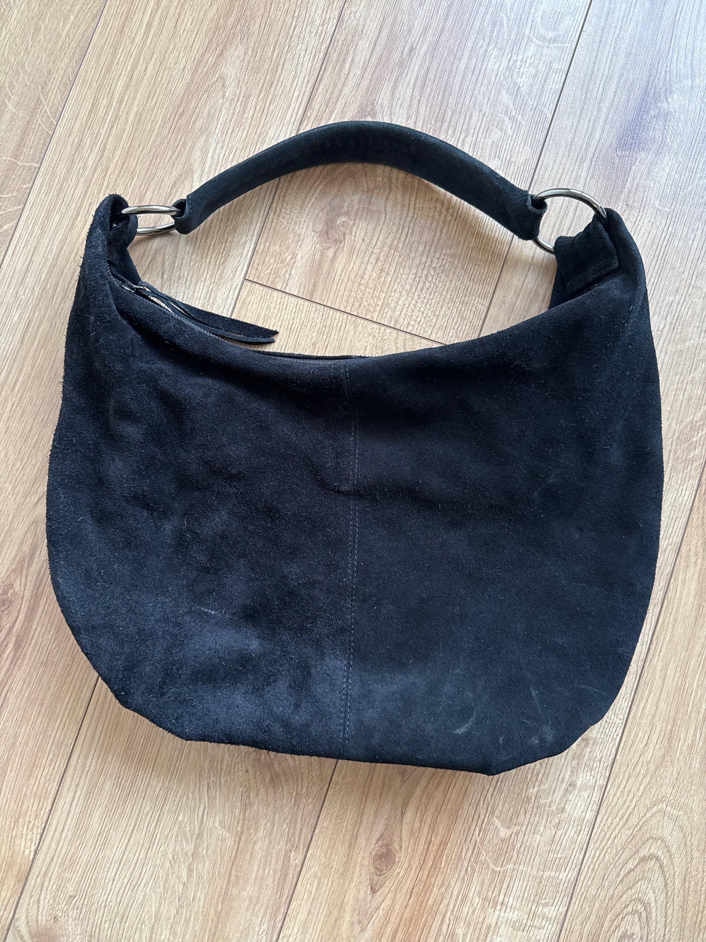 Black suede hobo bag - OS