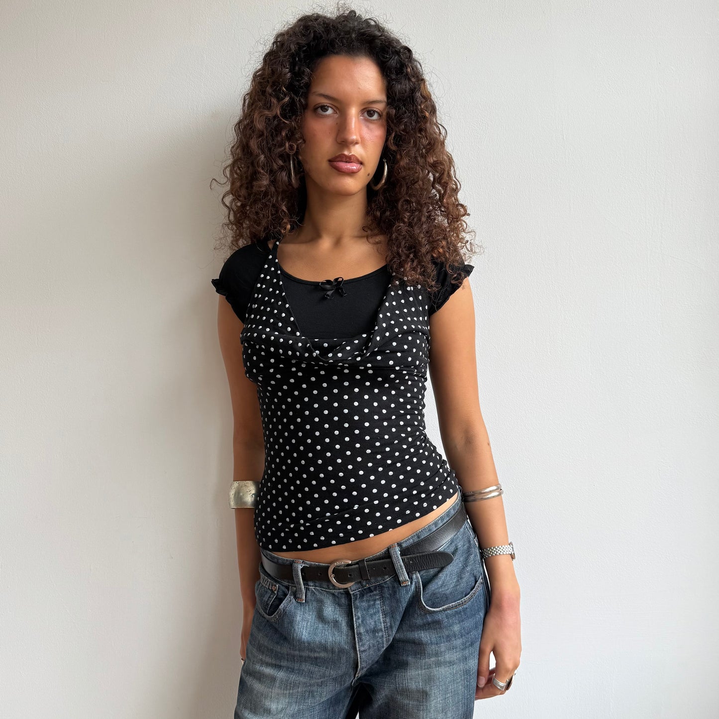 Polka dot cowl neck top - Size S