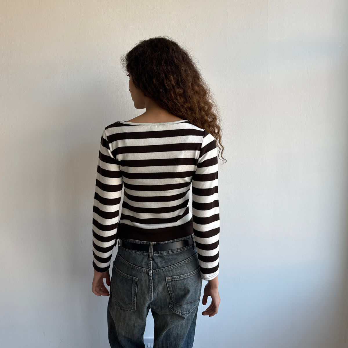 Brown + cream wrap jumper - Size S/M