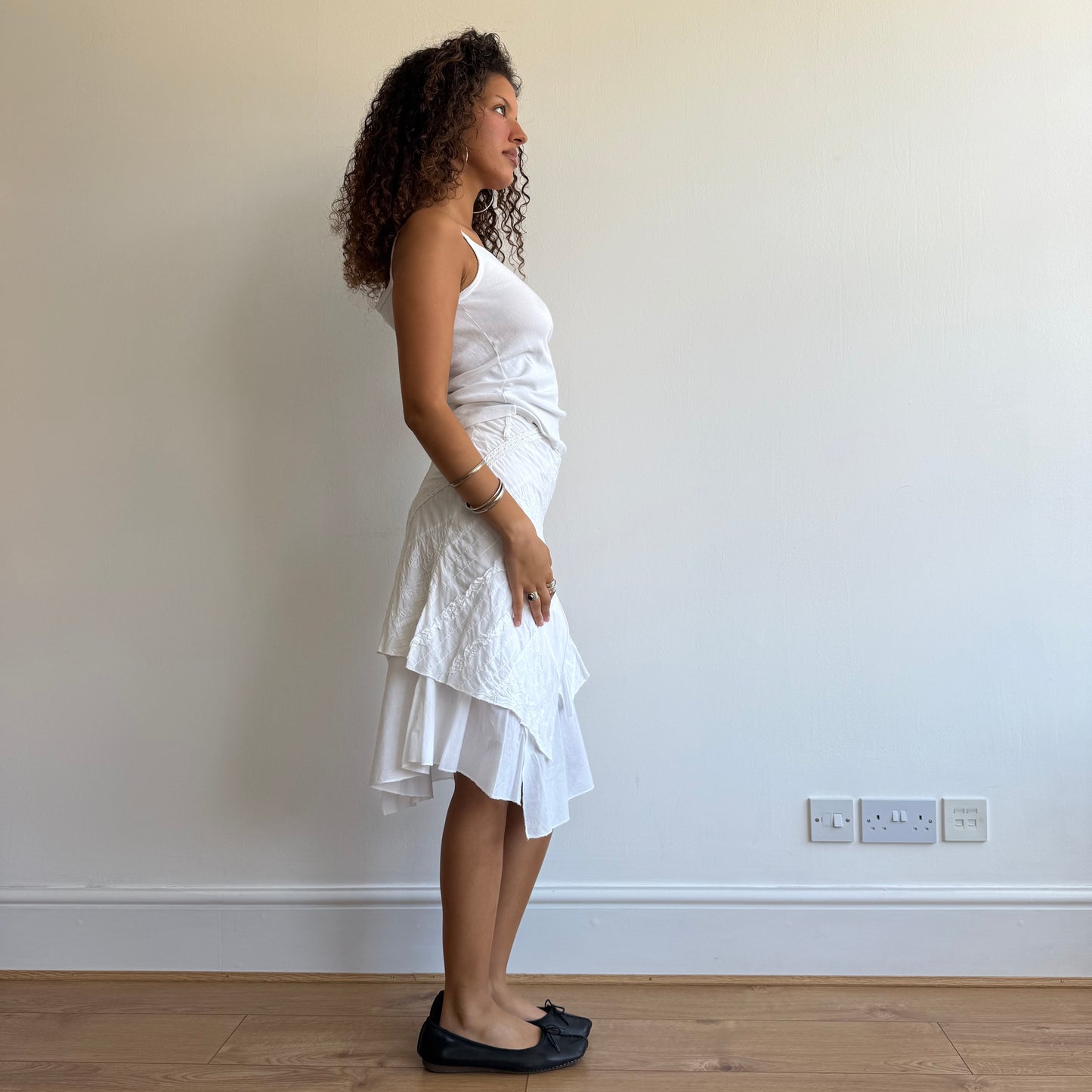 White patchwork broderie skirt - Size XS
