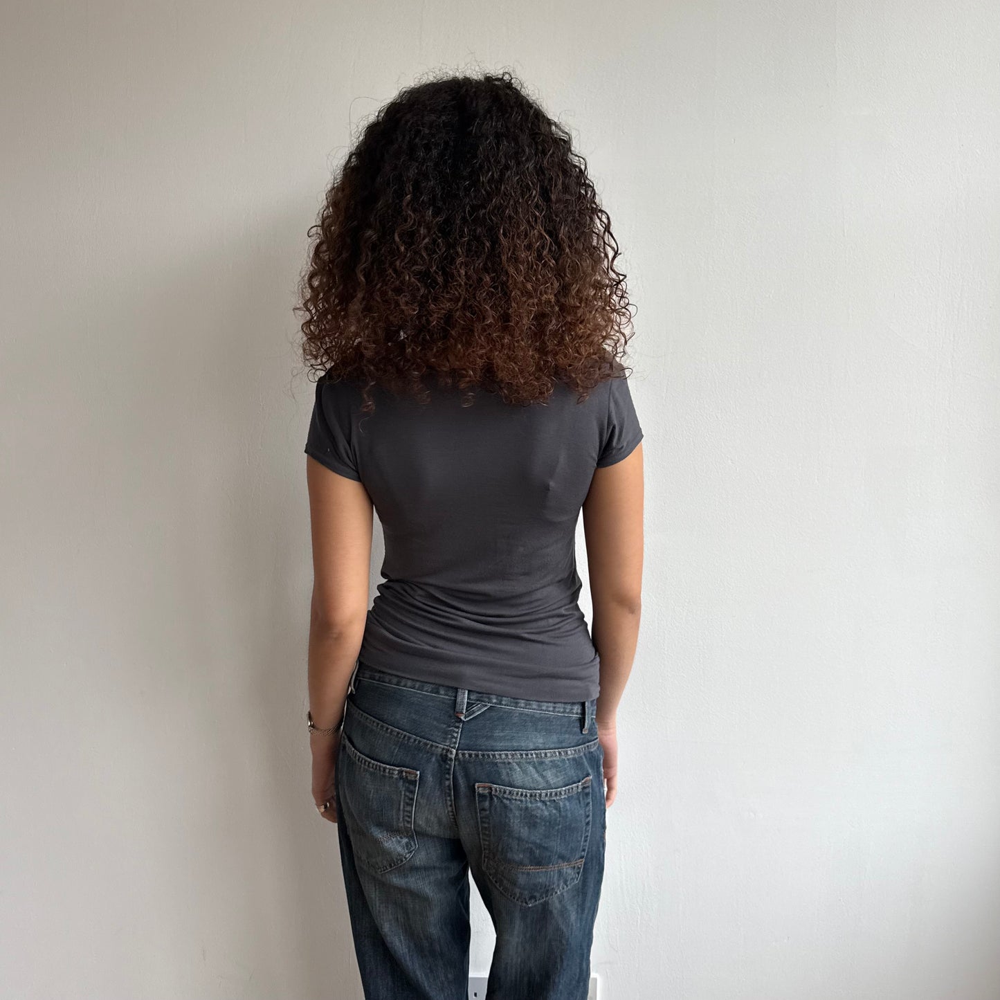 Charcoal grey cowl t-shirt - Size M