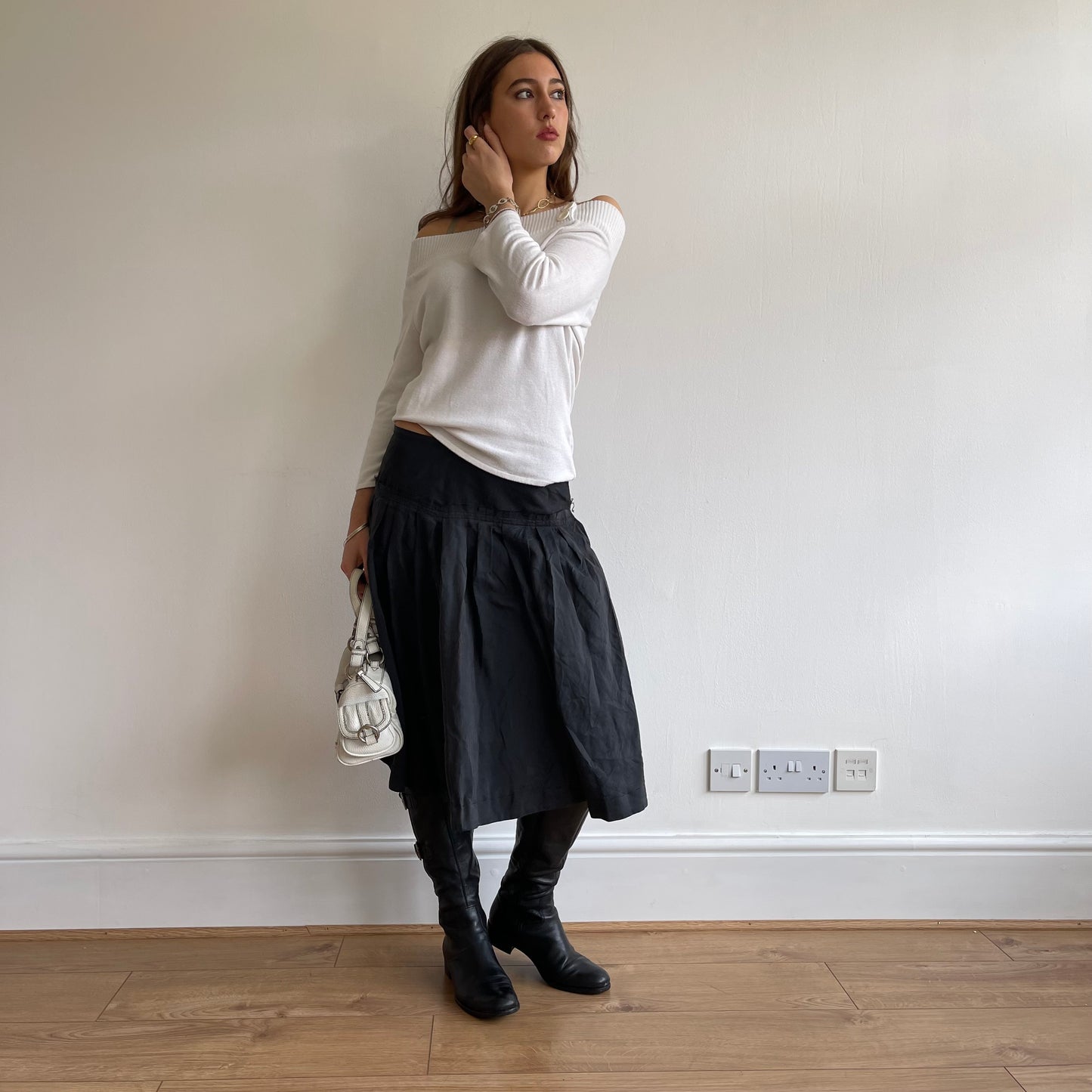 White button bardot jumper - Size M