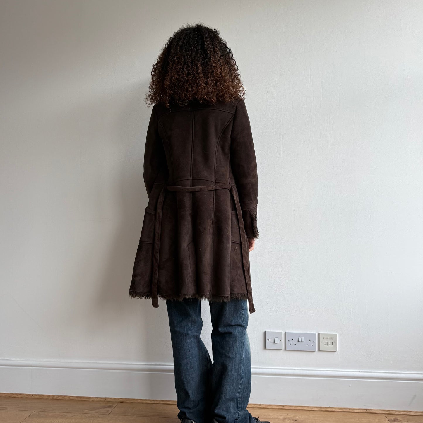 Brown faux fur afghan - Size XS