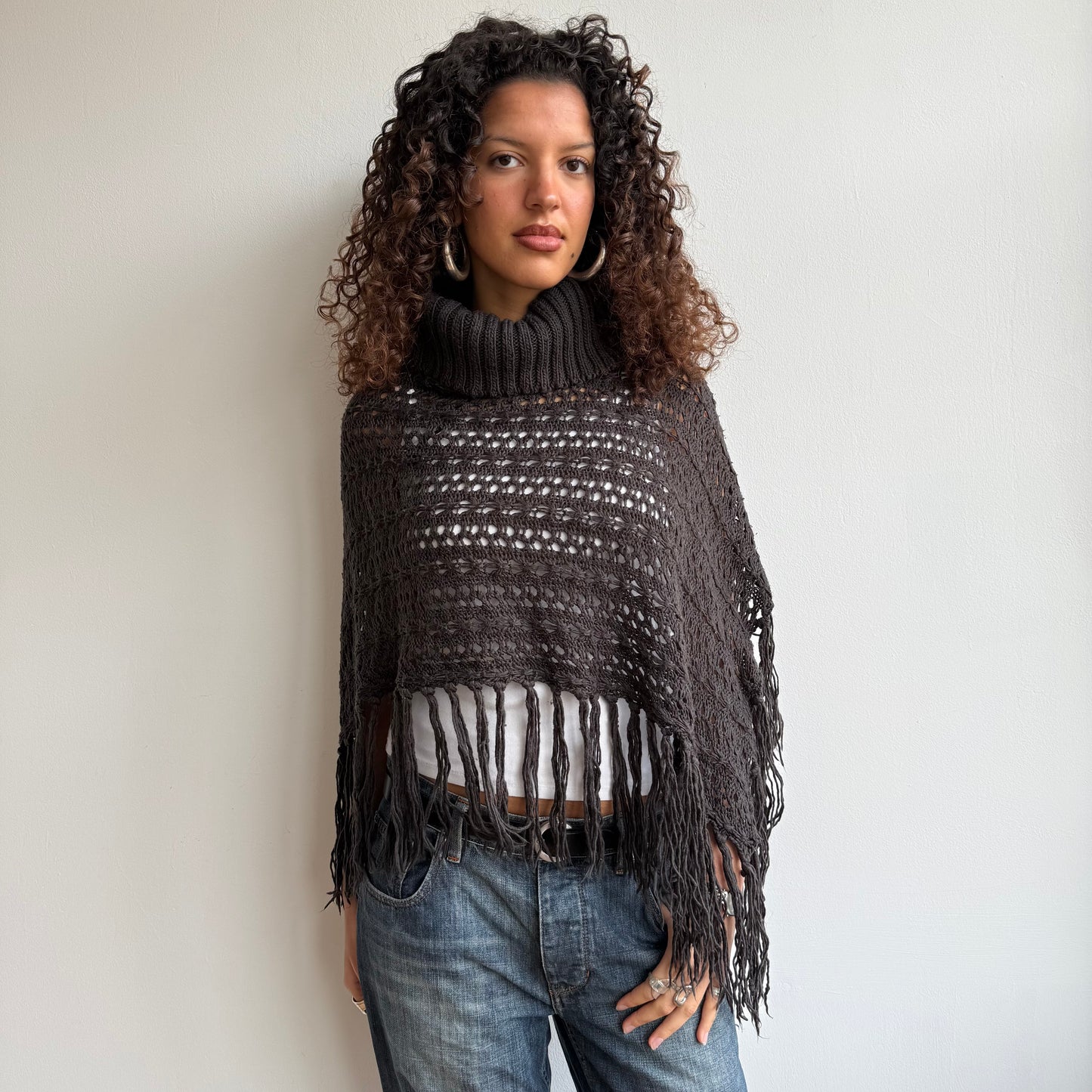 Brown knit poncho - One Size