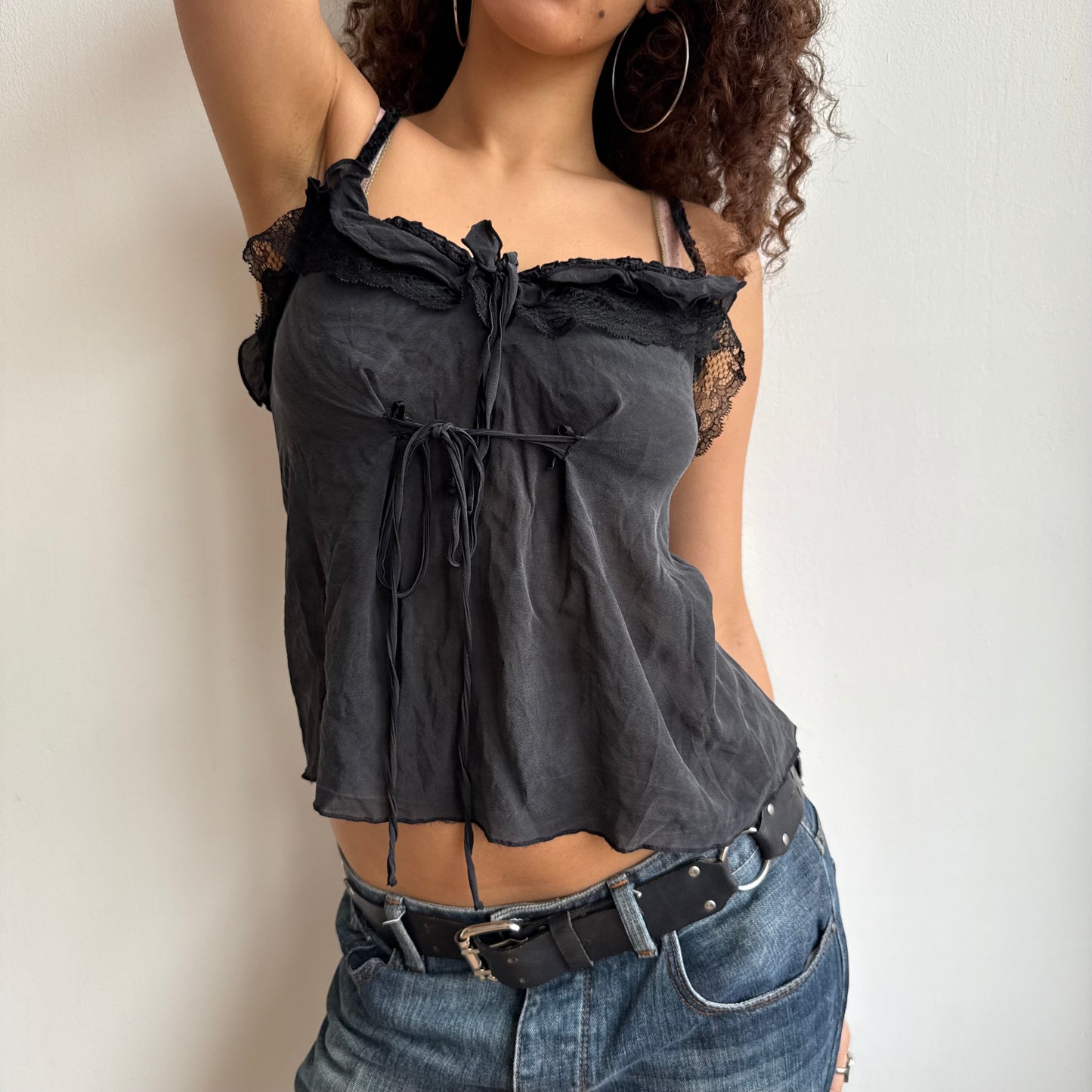 Black tie front cami - Size S