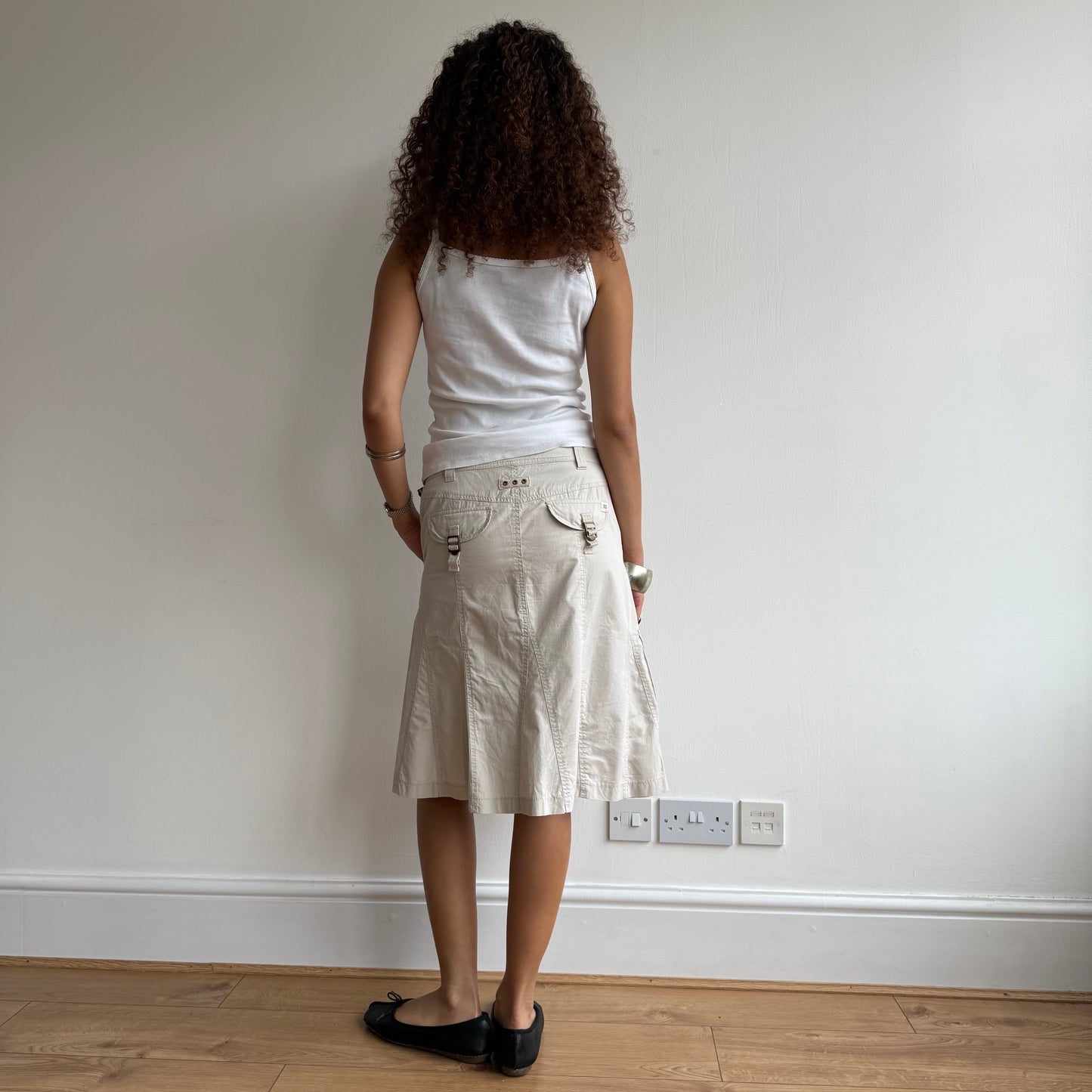 Beige cargo midi skirt - Size M