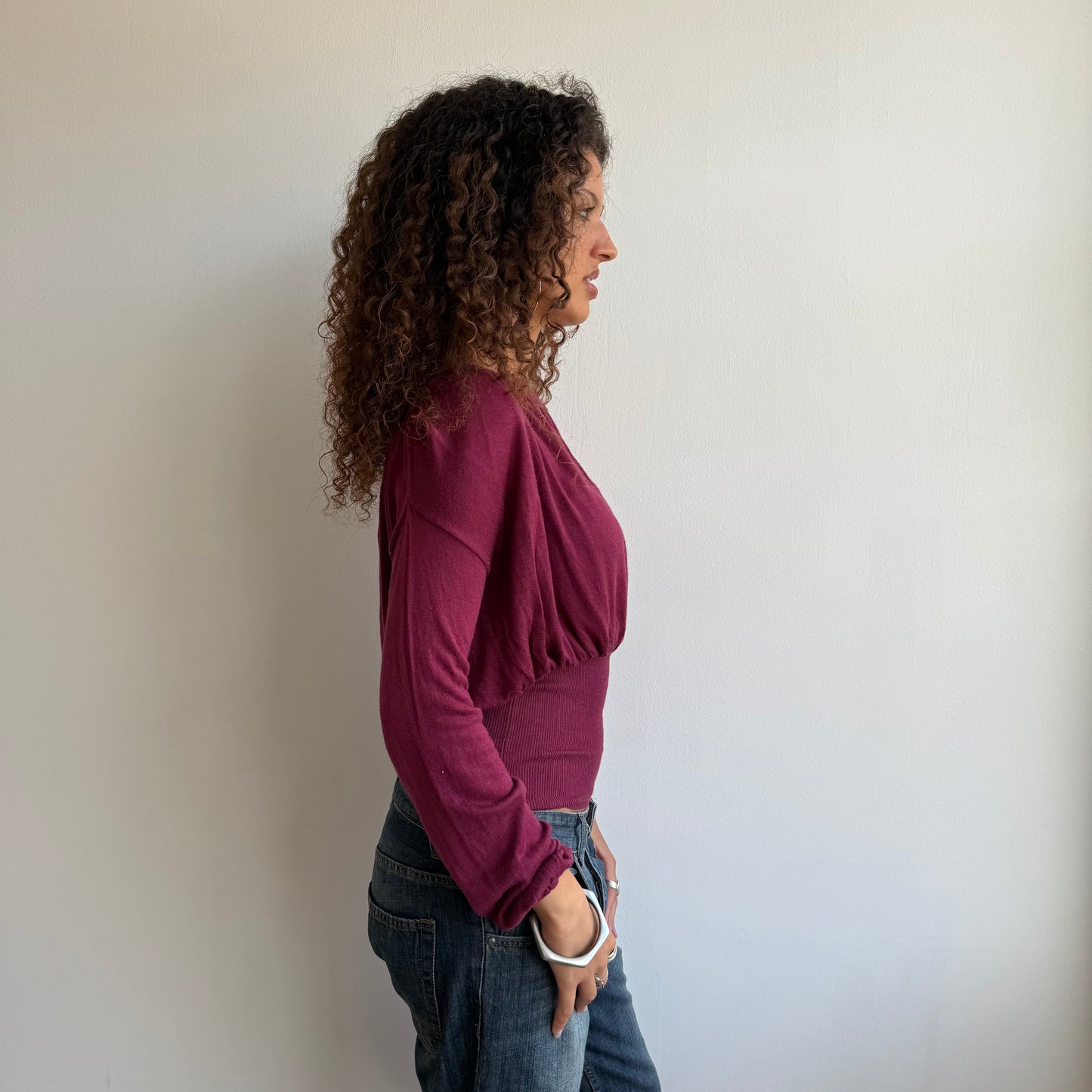 Burgundy slouchy keyhole knit - Size S