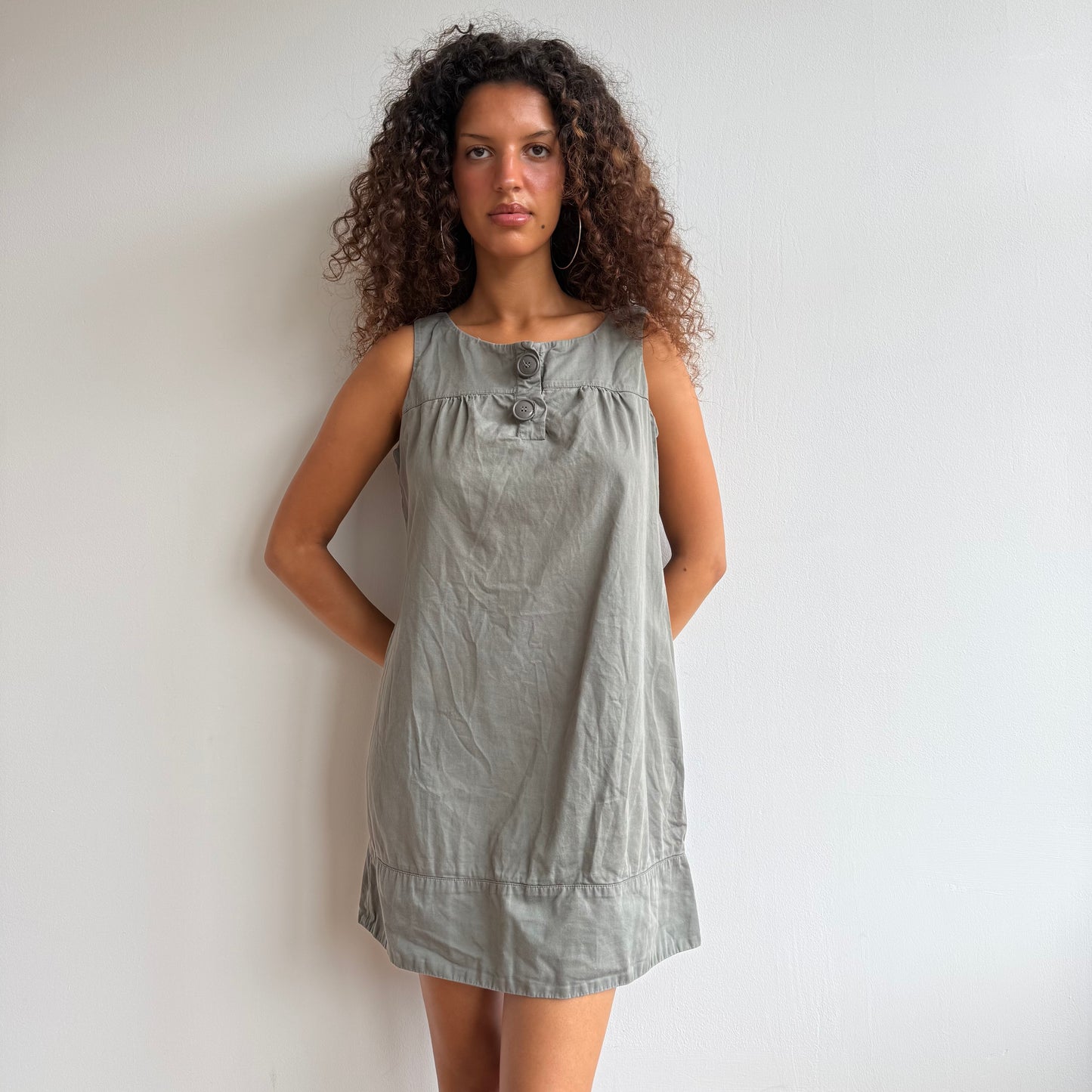 Khaki button dress - Size M