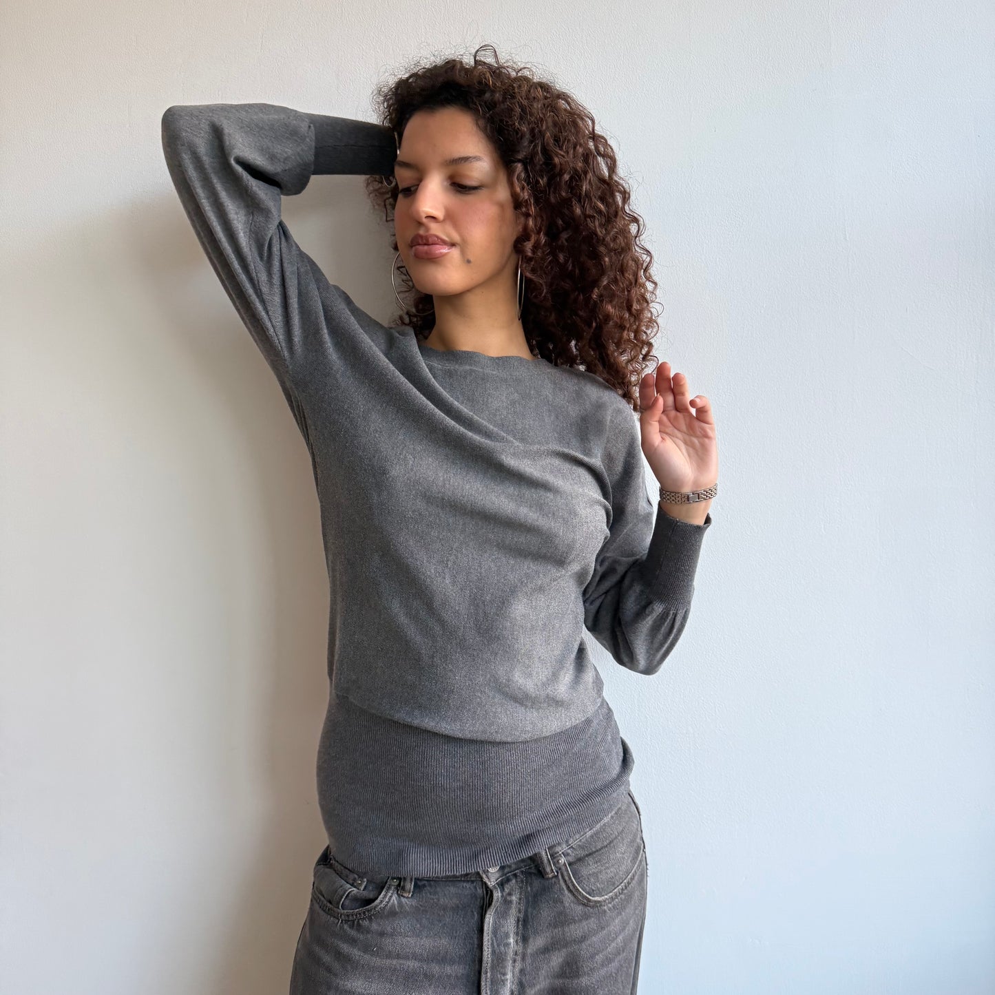 Grey slouchy knit jumper - Size S/M