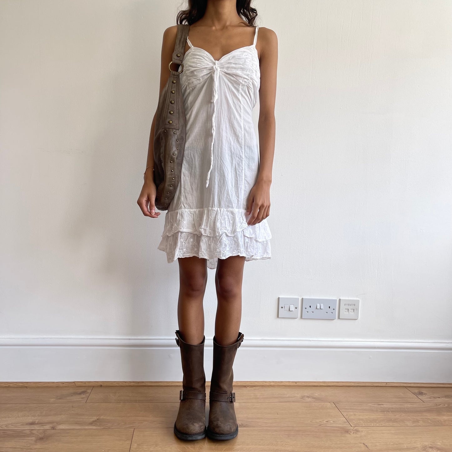 White broderie mini dress - Size S