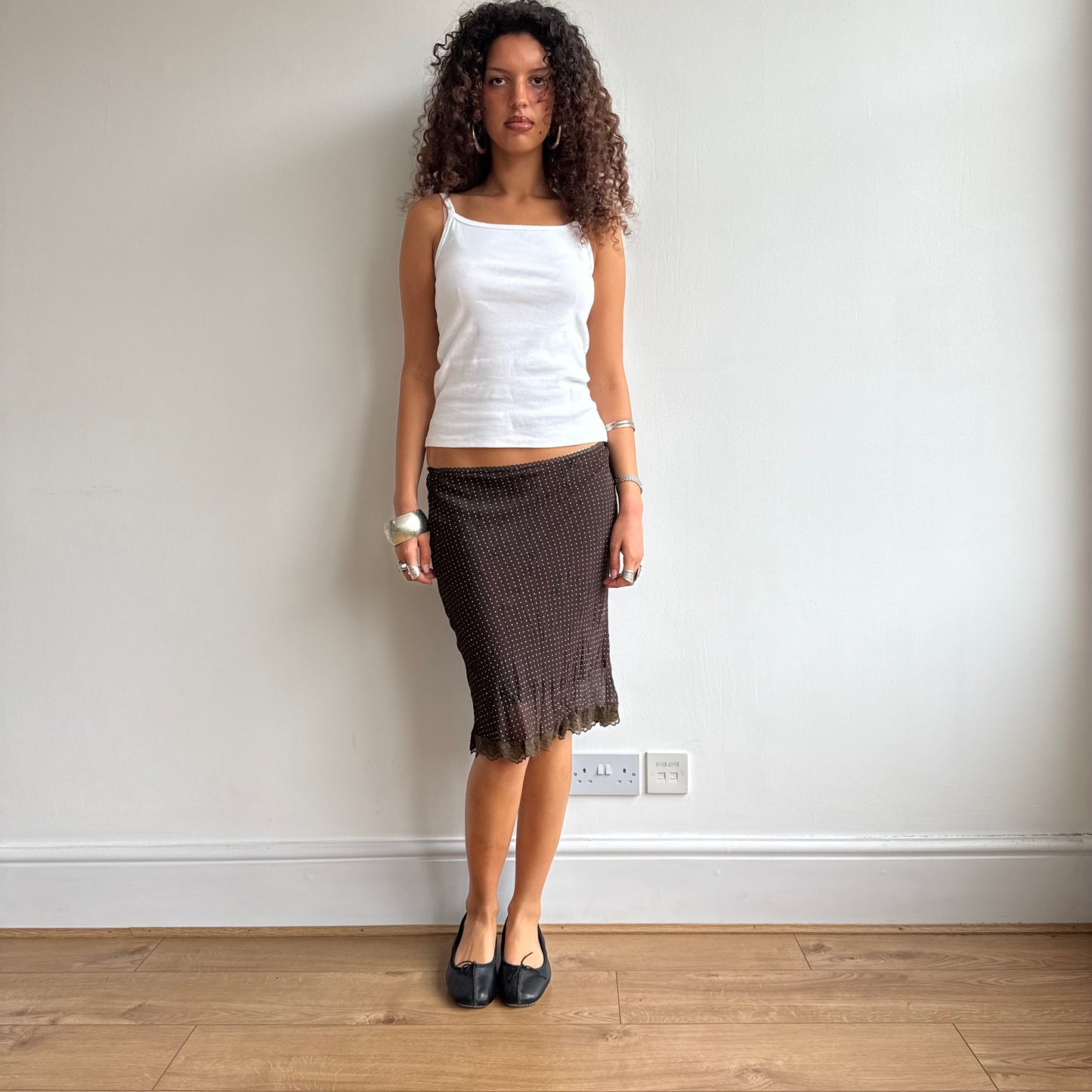 BNWT brown polka dot skirt - Size S