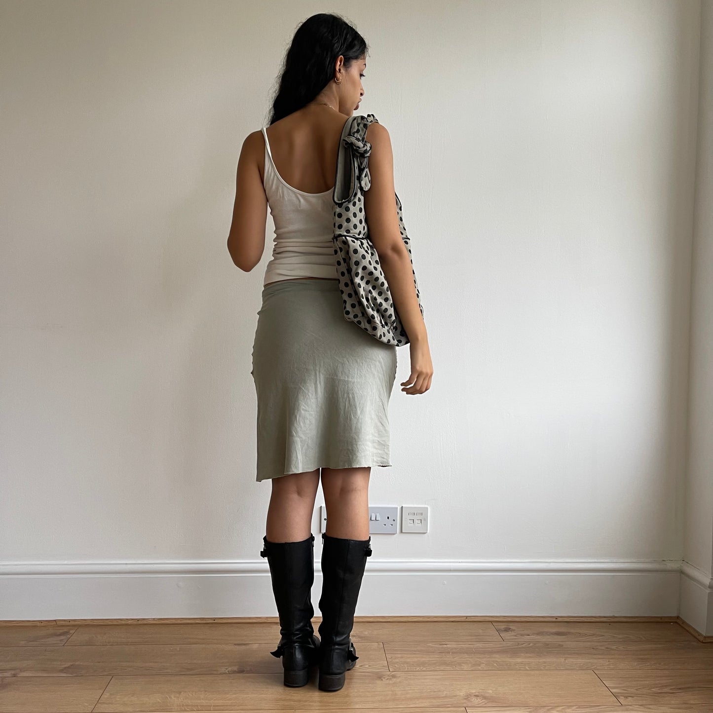 Khaki polka dot bag