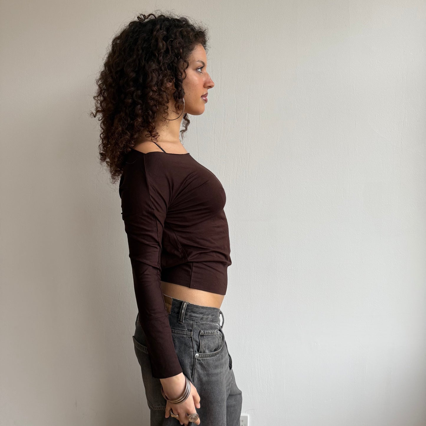 Brown bardot top - Size S
