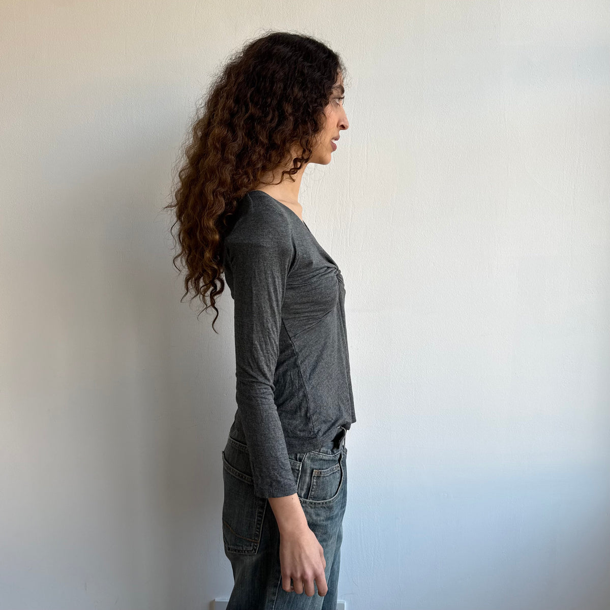 Charcoal twist keyhole top - Size S
