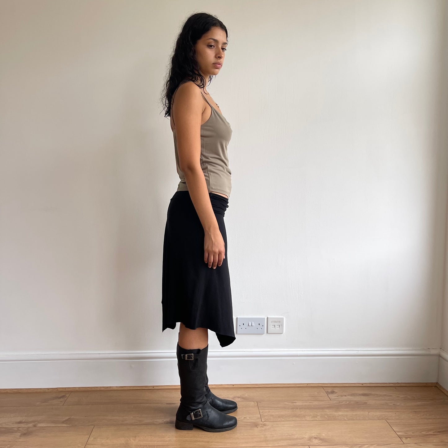 Black asymmetric midi skirt - Size S