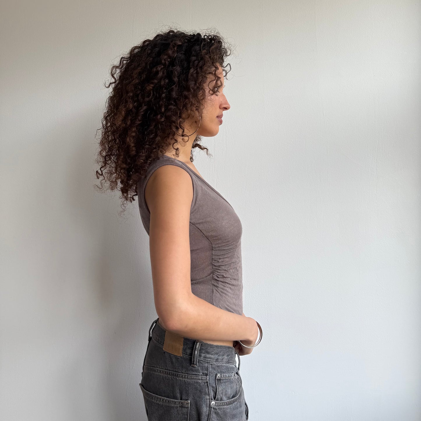 Brown fine knit top - Size S