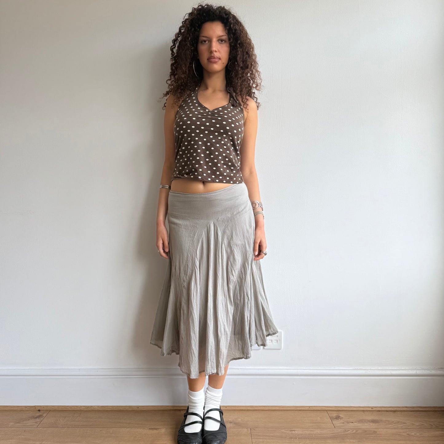 Grey floaty midi skirt - Size S
