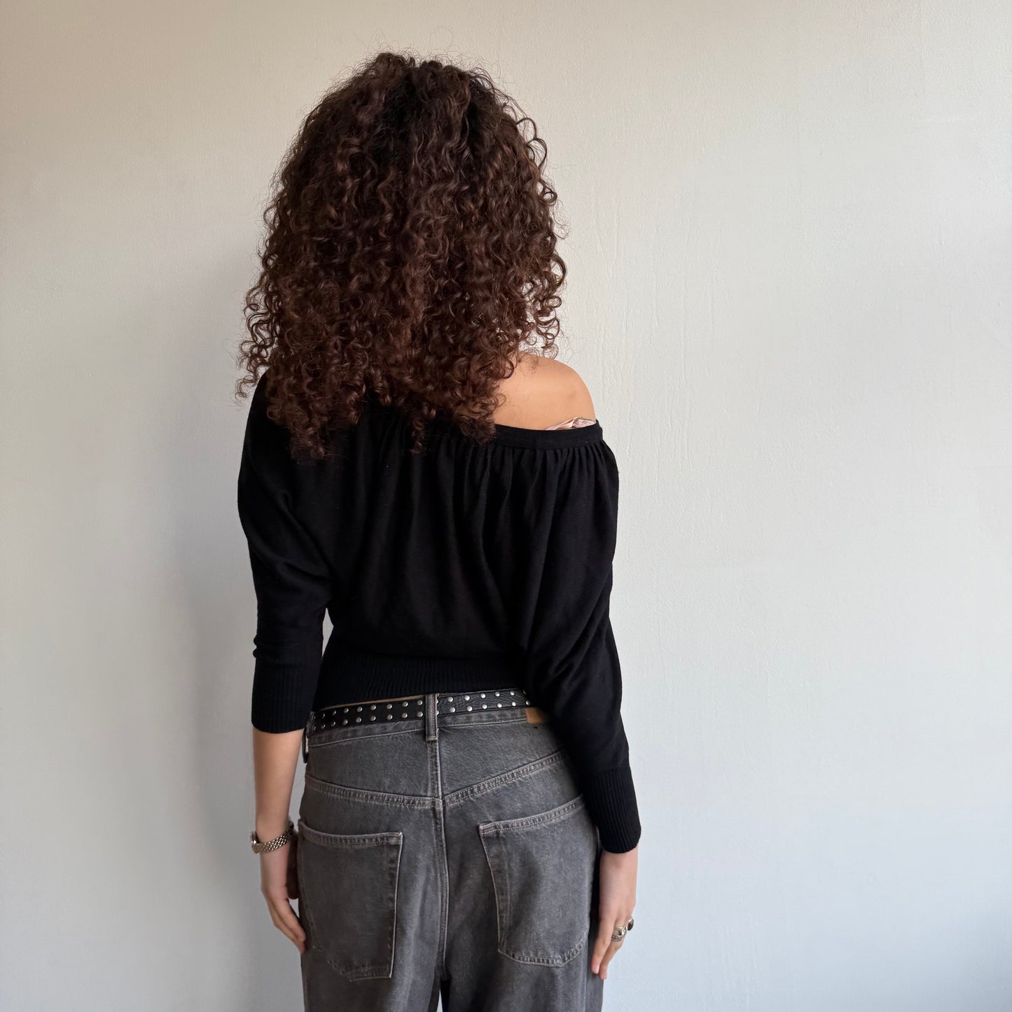 Cropped black batwing knit - Size S