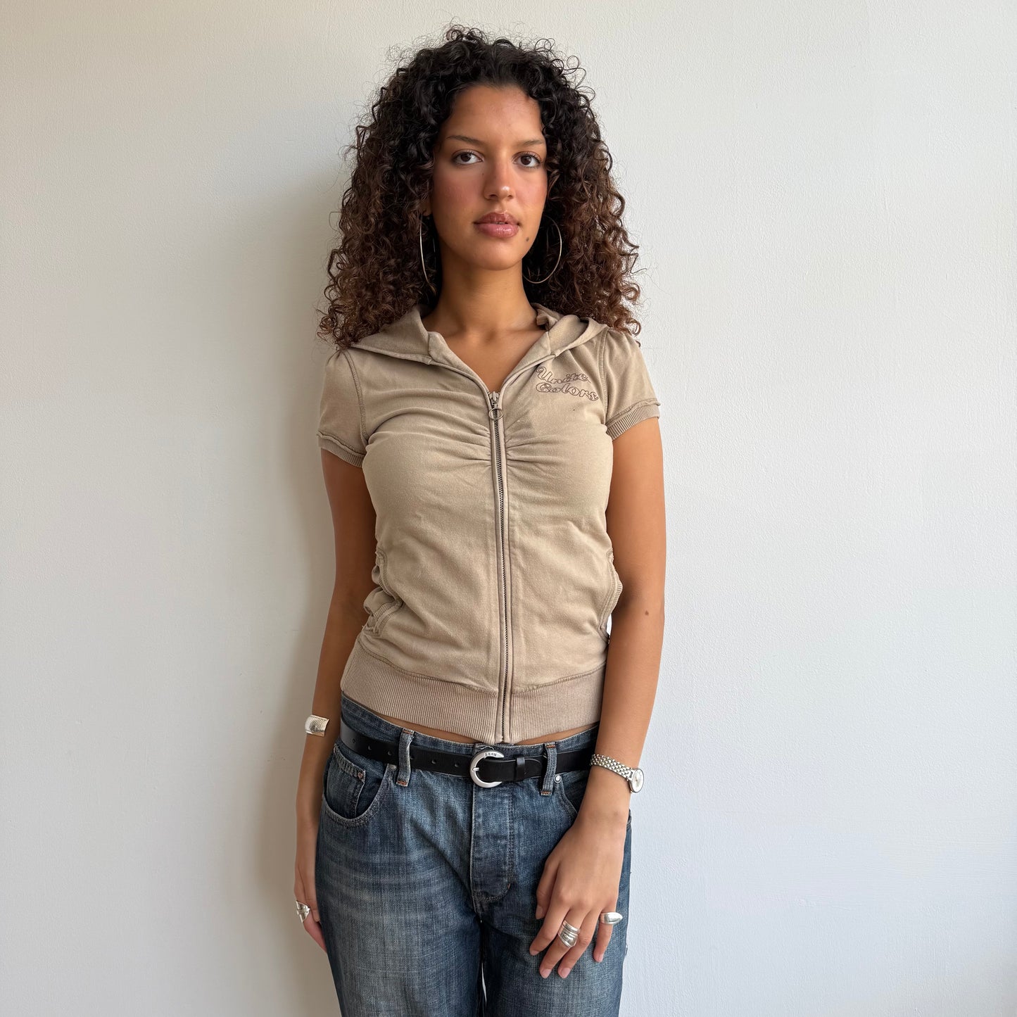 Brown short sleeve hoodie - Size S