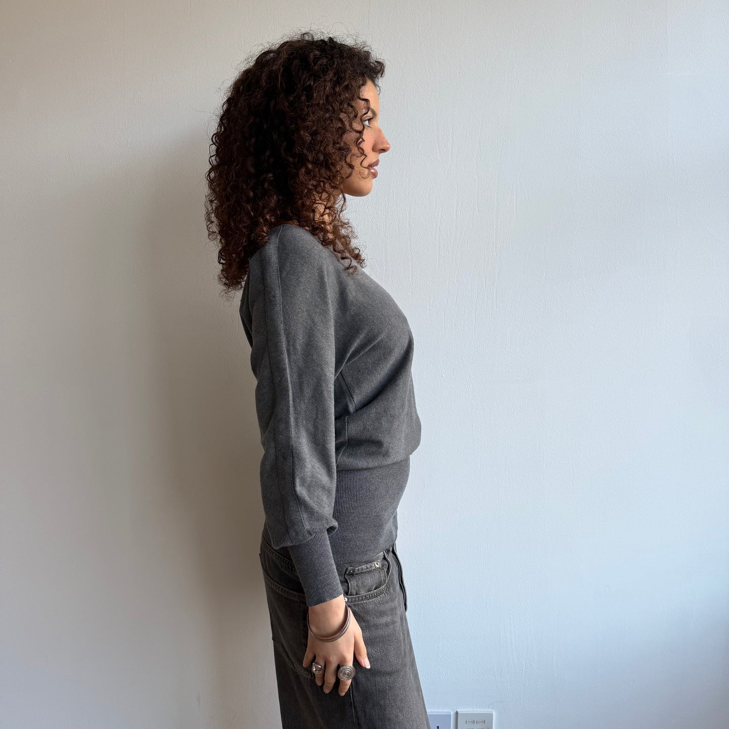 Grey slouchy knit jumper - Size S/M