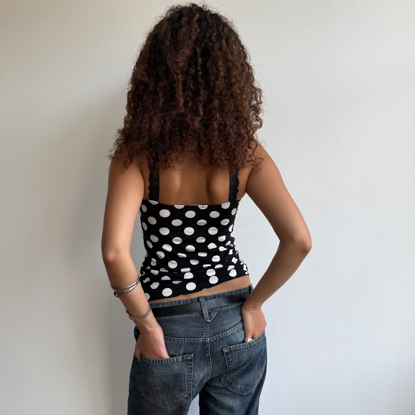 Black polka dot cami - Size S