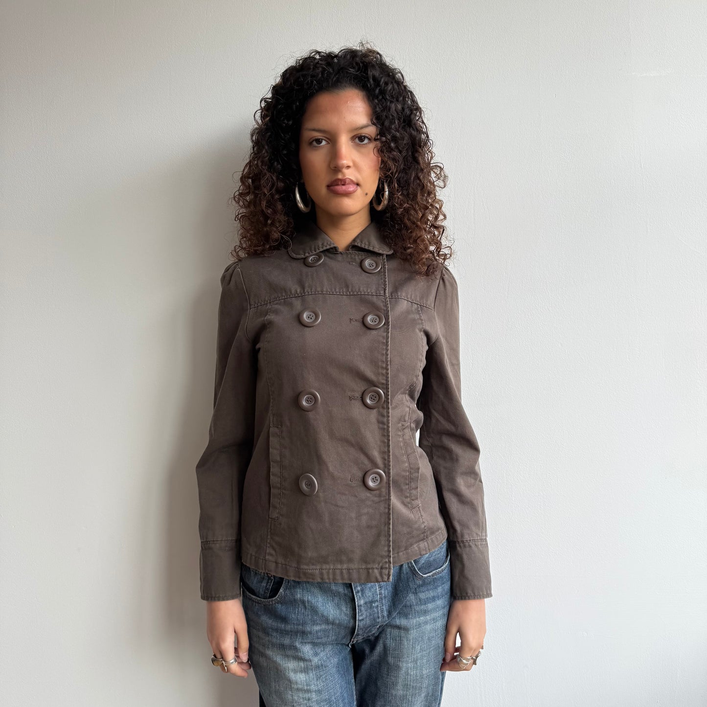 Brown double breasted peacoat - Size M