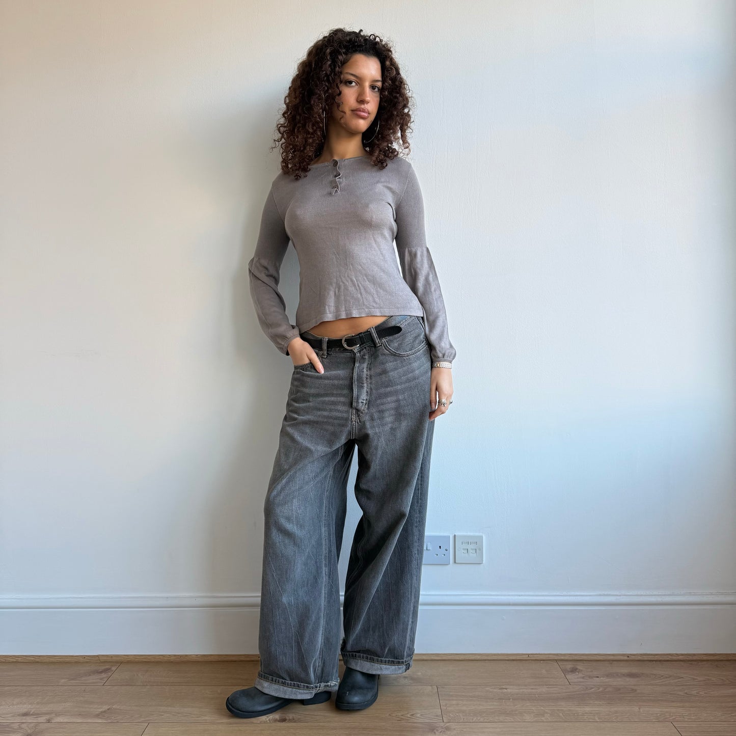 Taupe tie back knit - Size S