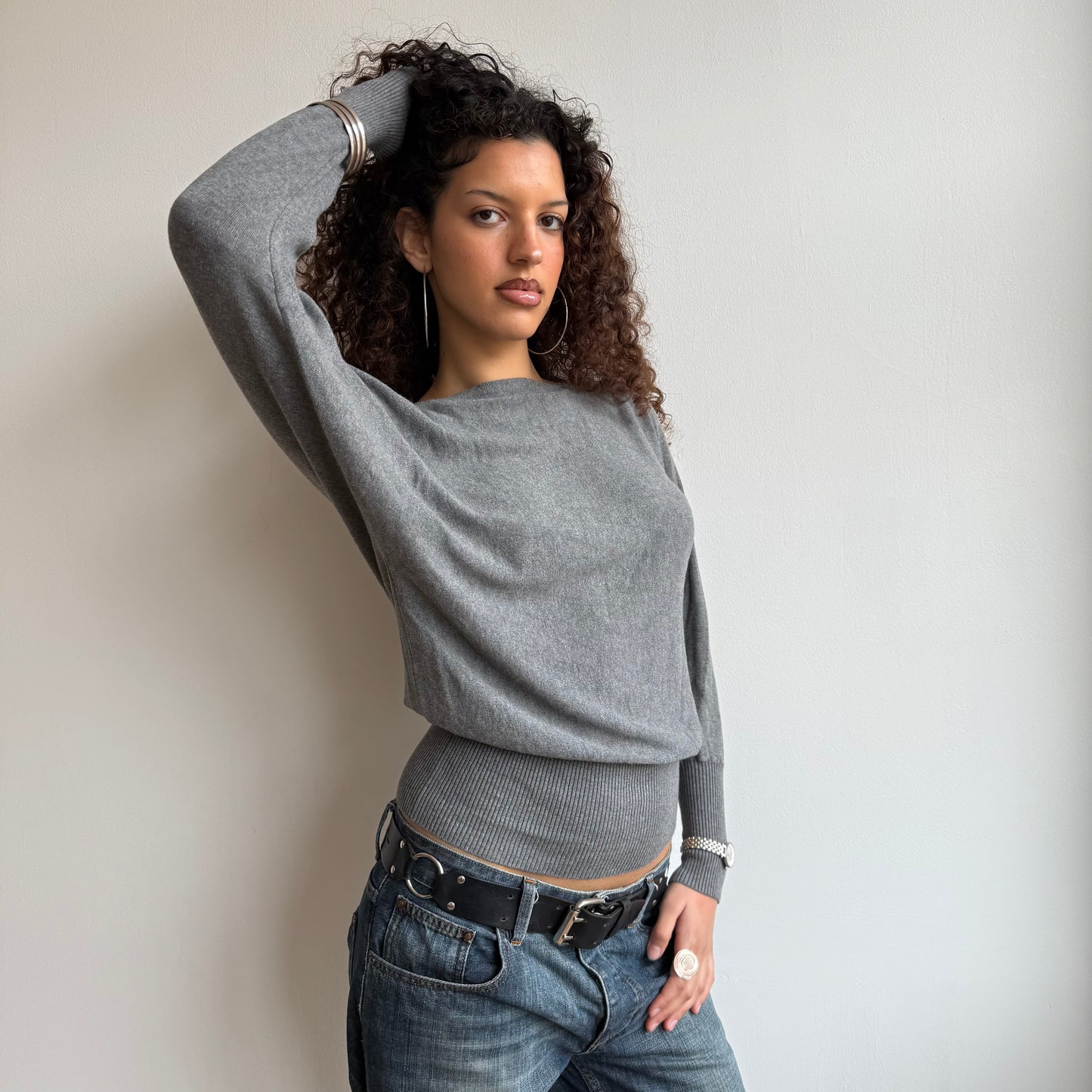 Grey slouchy knit jumper - Size S