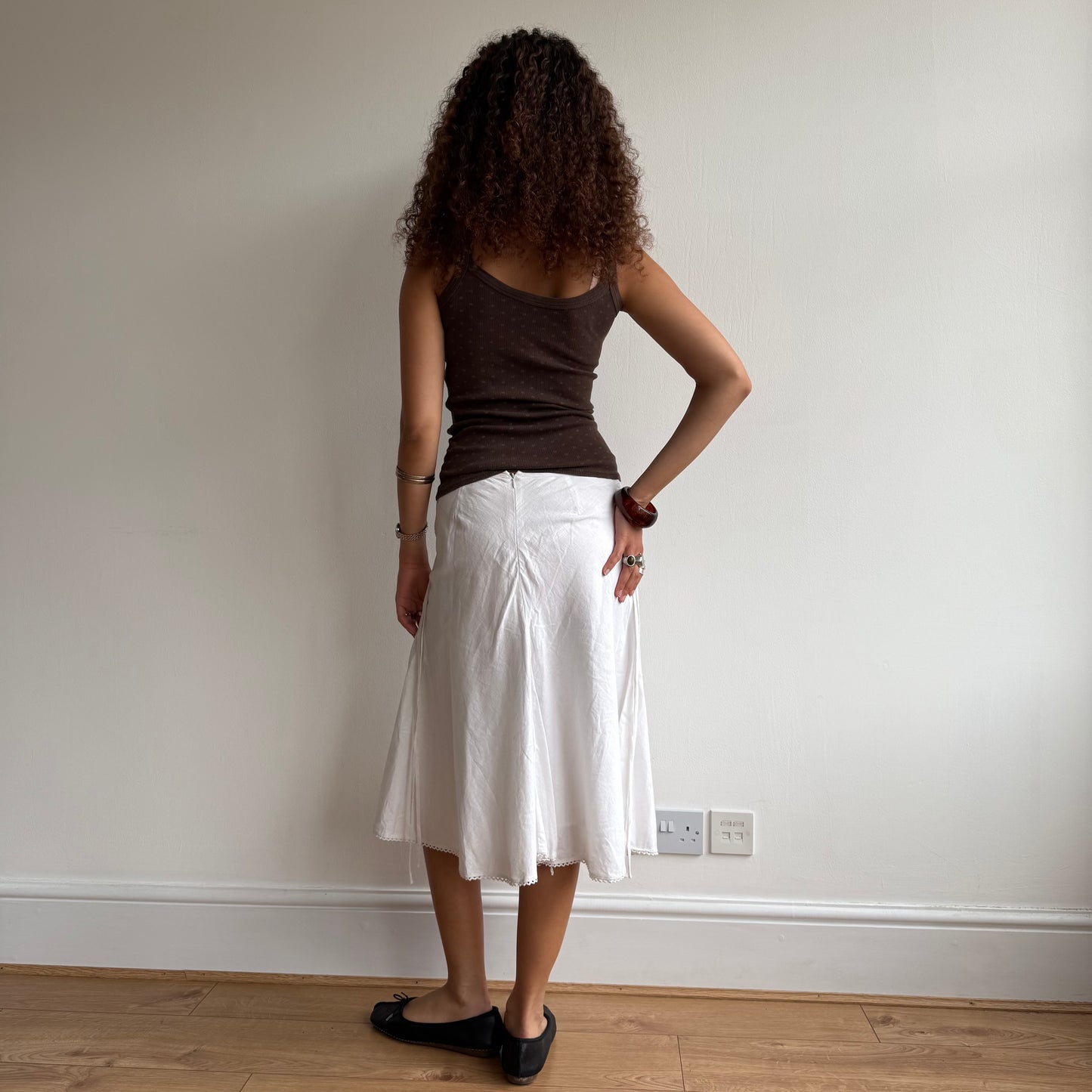 White linen ruched skirt - Size S/M