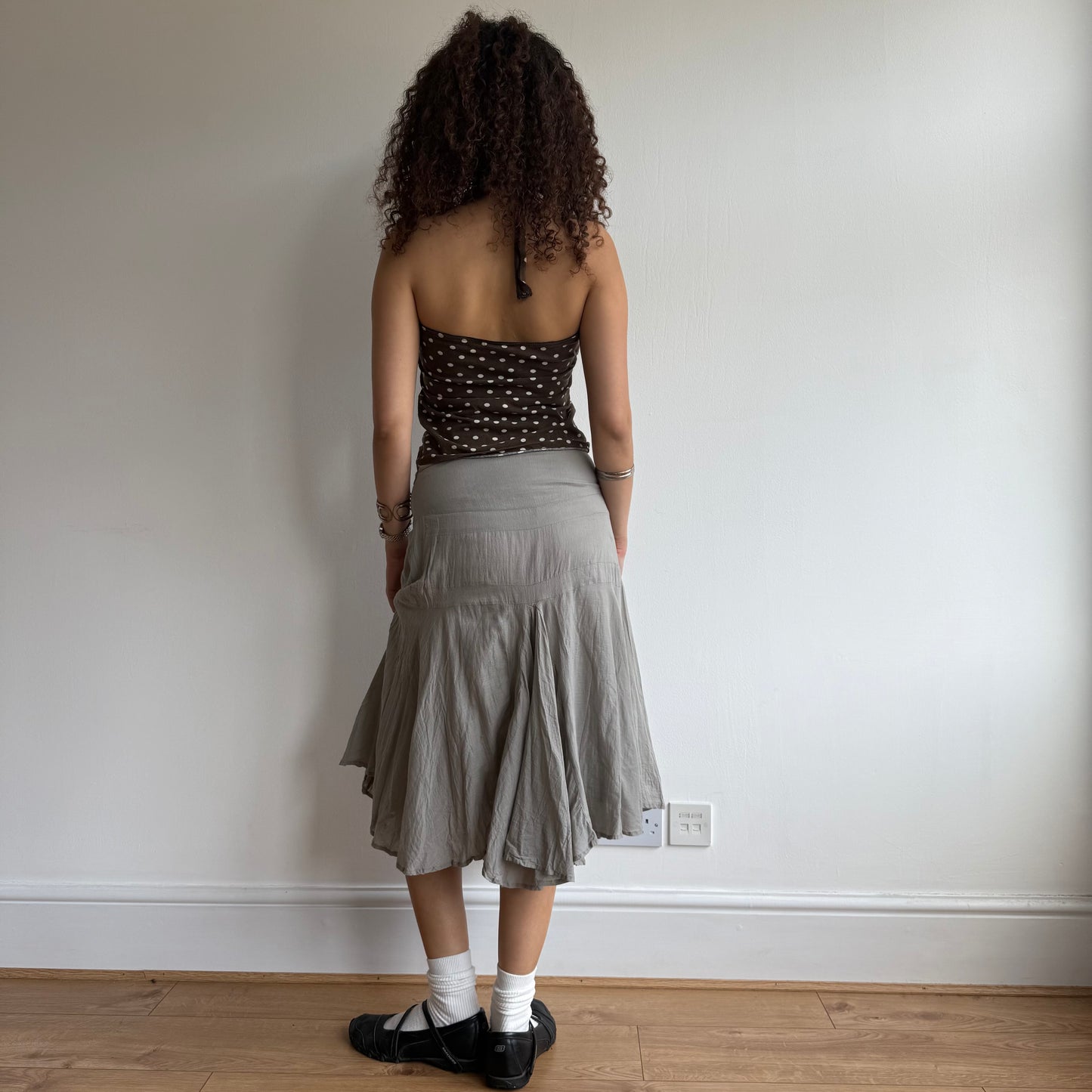 Grey floaty midi skirt - Size S